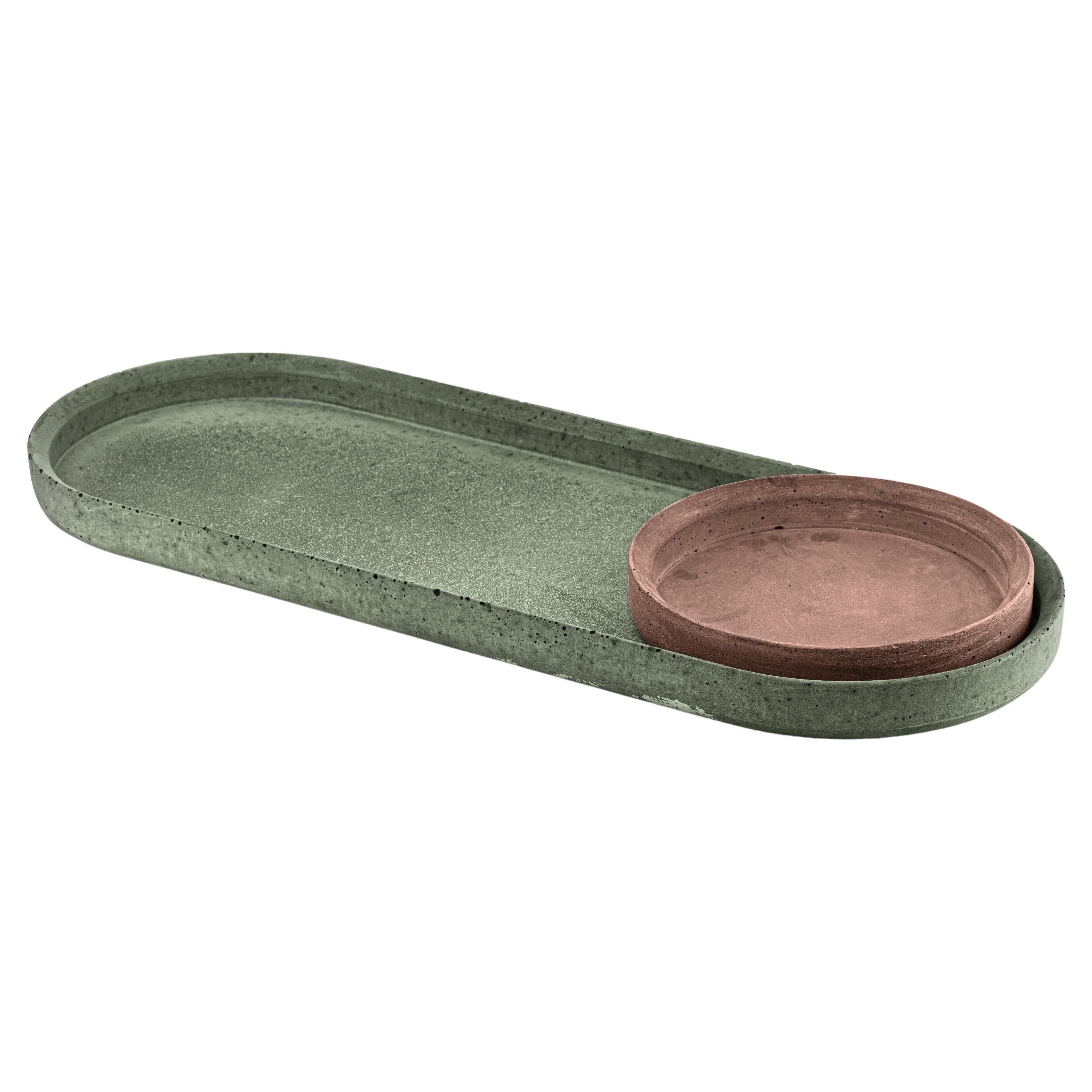 Renzo Set Concrete Tray Made in Italy Green&Brown Cement Christmas Edition For Sale
