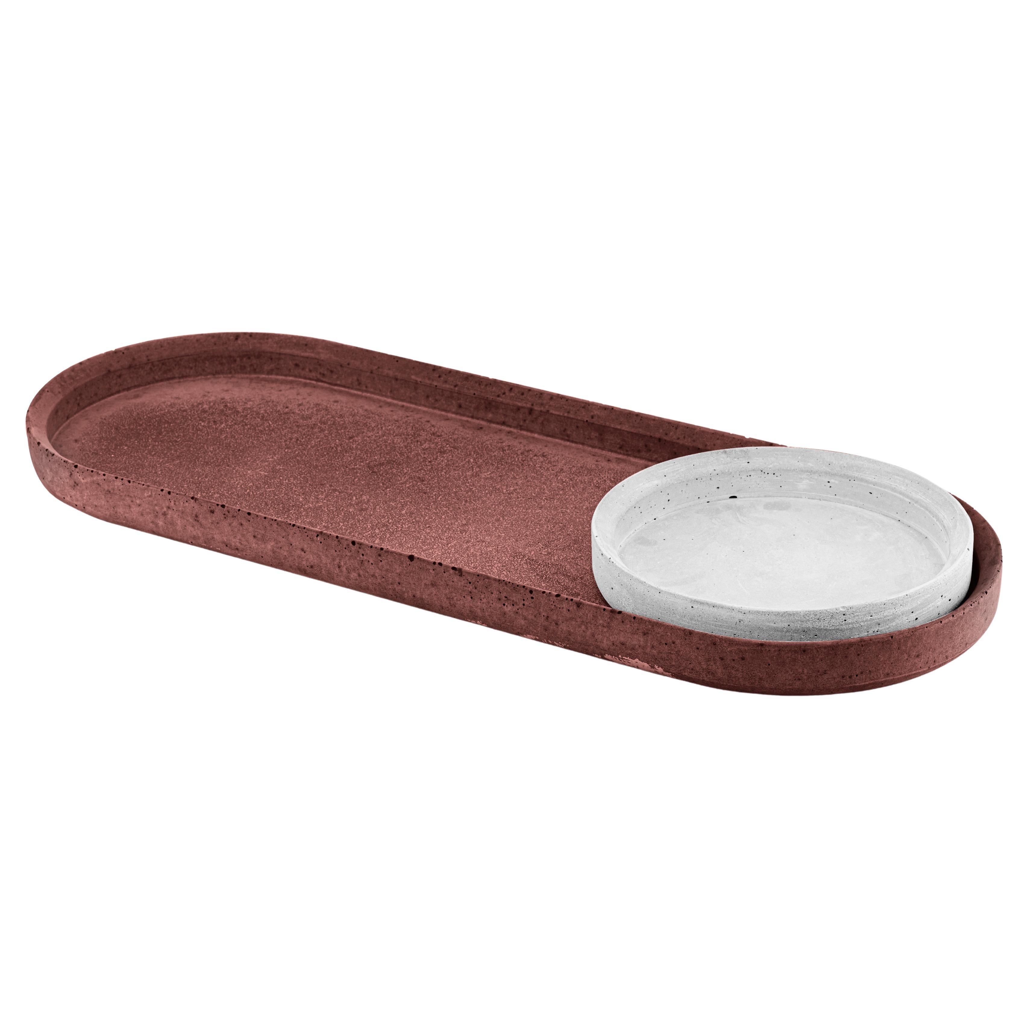Renzo Set Concrete Tray Made in Italy Red&White Cement Christmas Edition For Sale