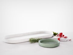 Renzo Set Concrete-Tablett aus weißem und grünem Zement, hergestellt in Italien, Weihnachtsausgabe