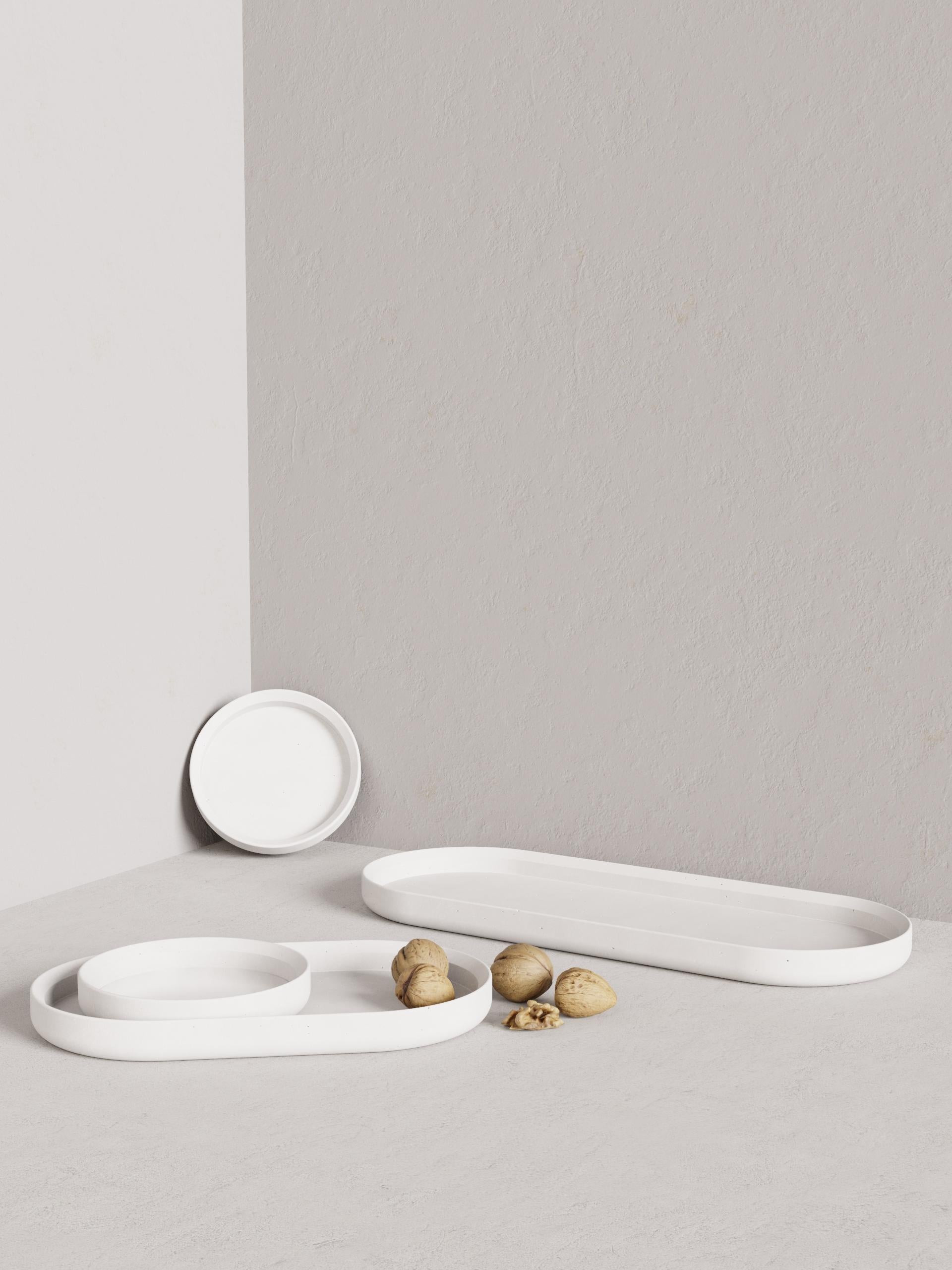 Italian Renzo Set Concrete Tray Made in Italy White & Green Cement Christmas Edition For Sale