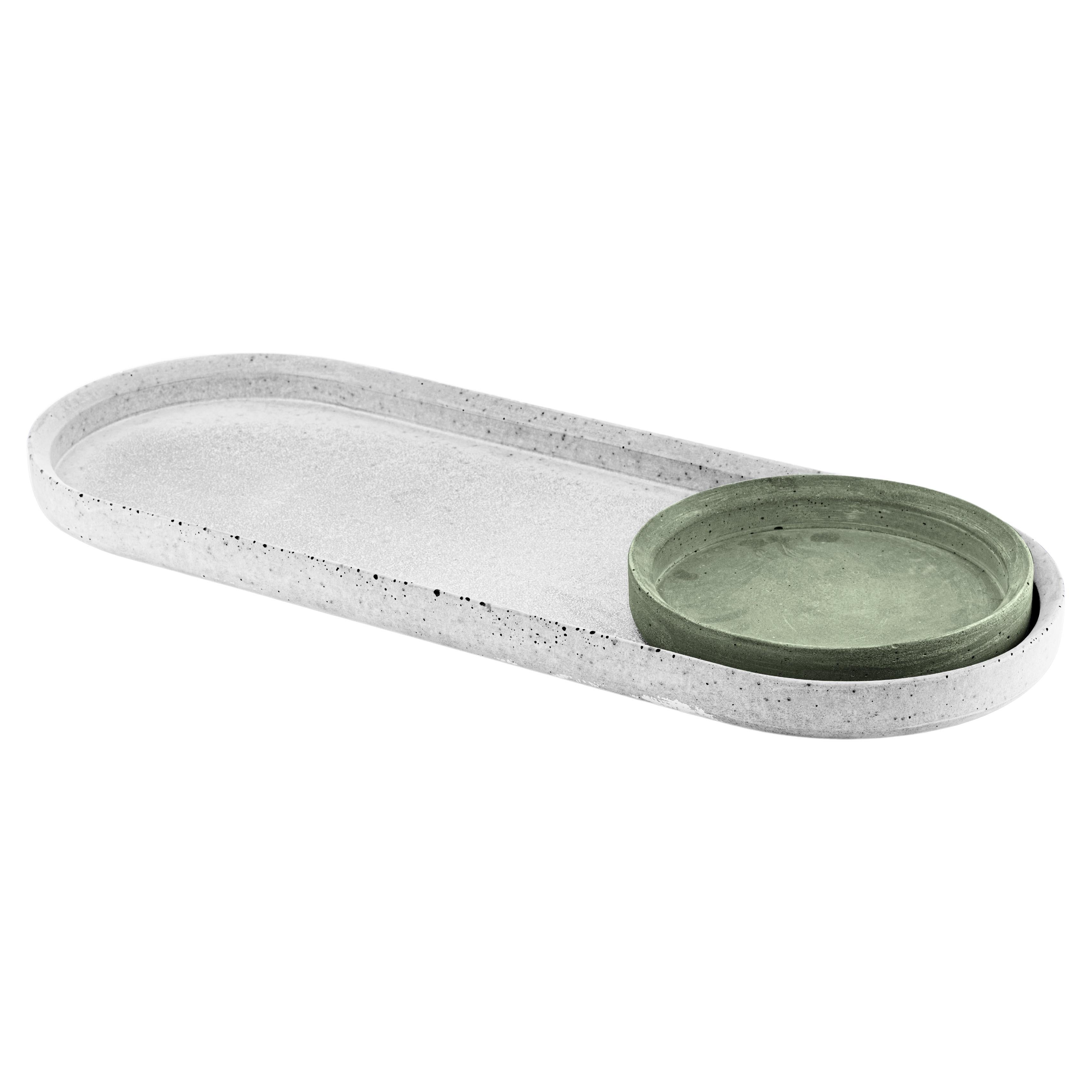 Renzo Set Concrete Tray Made in Italy White & Green Cement Christmas Edition For Sale