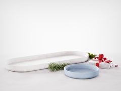 Renzo Set Concrete Tray Made In Italy White&Light Blue Cement Christmas Edition