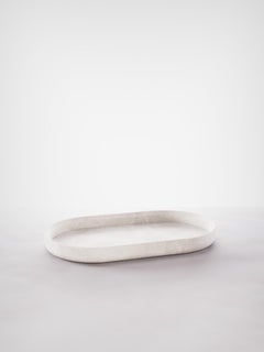 Plateau en béton Renzo serti, fabriqué en Italie, Édition de Noël en ciment blanc et rouge