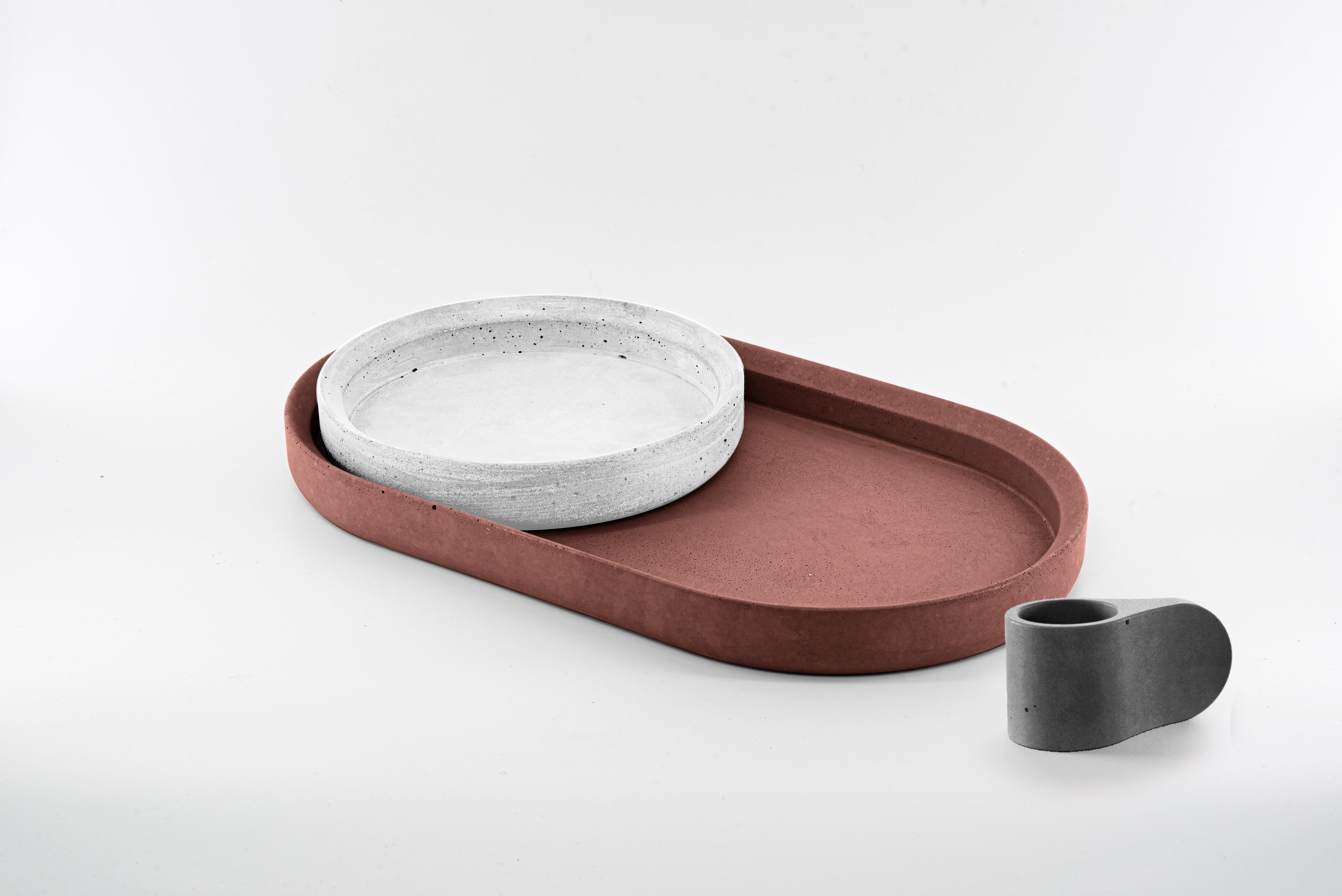 Molded Renzo Set Concrete Tray Made In Italy White&Red Cement Christmas Edition For Sale