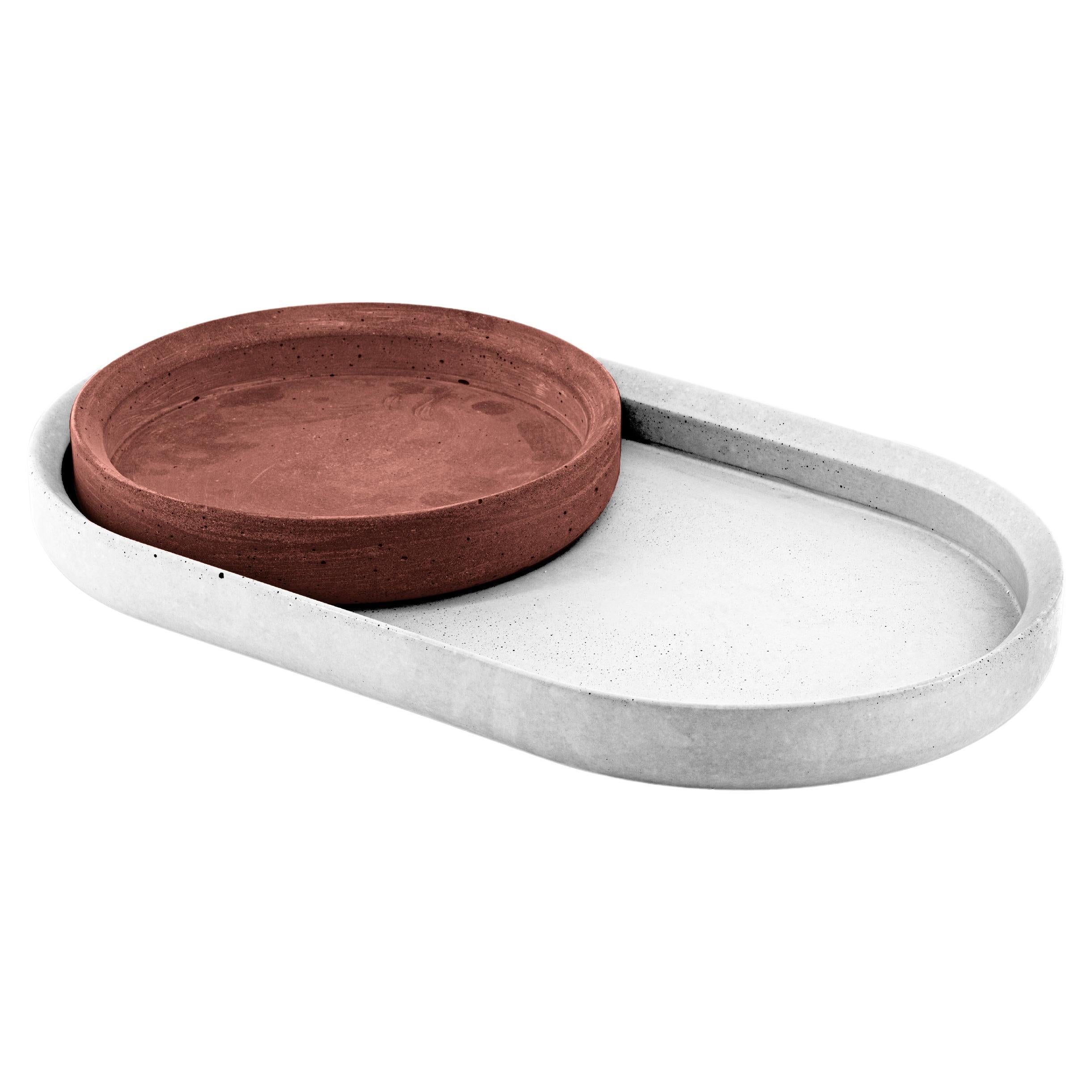 Renzo Set Concrete Tray Made In Italy White&Red Cement Christmas Edition For Sale
