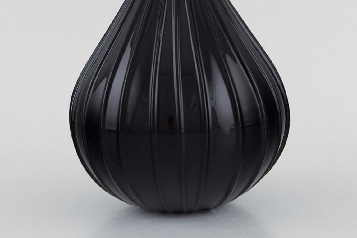 Renzo Stellon for Salviati, Murano, Three Drop Shaped Vases in Black Art Glass 1