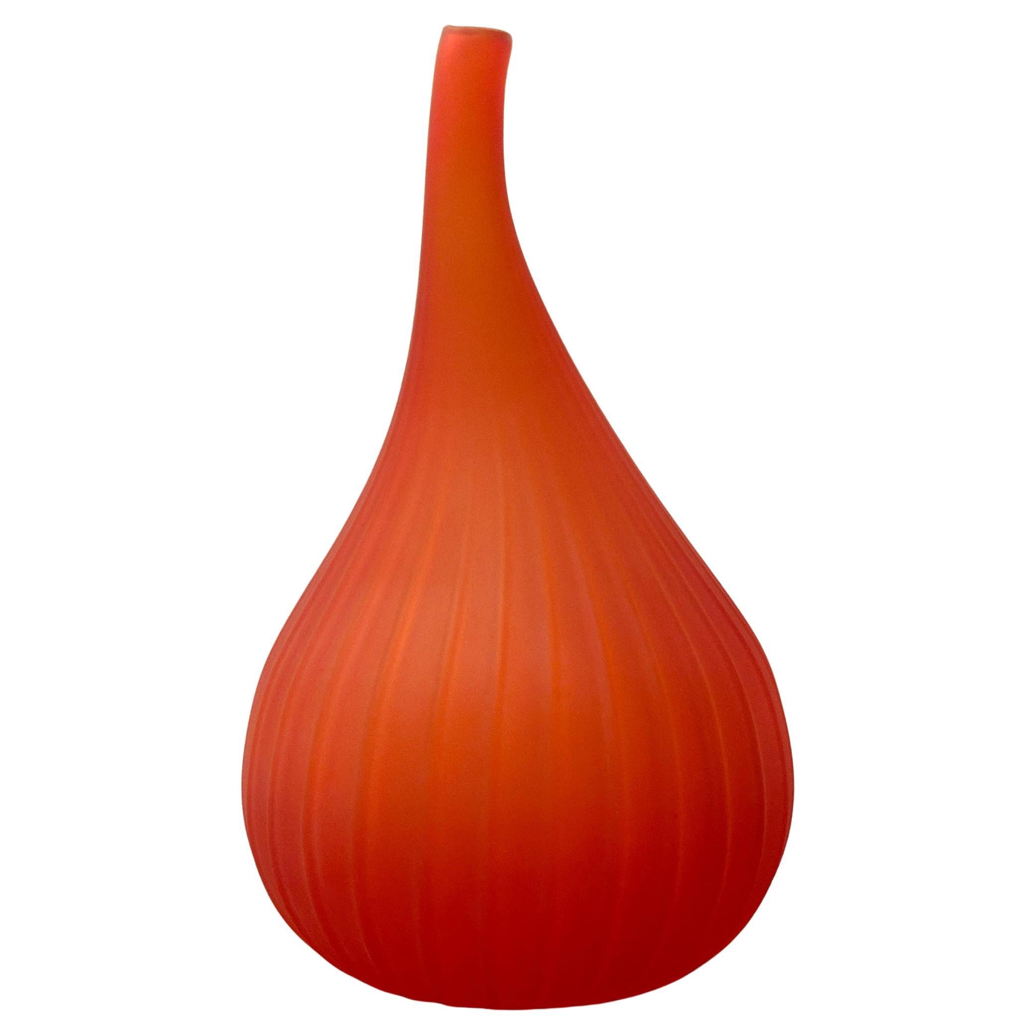 Renzo Stellon for Salviati Orange Satin Finish "Drops" Vase 2003 For Sale