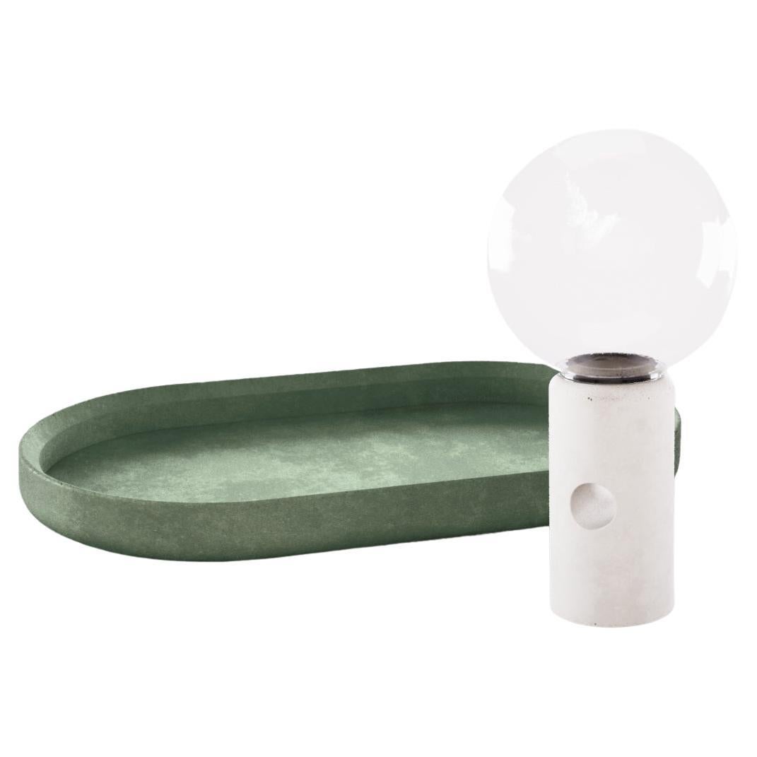 Renzo Tray + Efesto Concrete and Blown Glass Candleholder Christmas Edition For Sale
