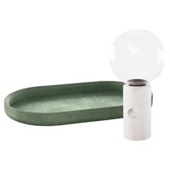 Renzo Tray + Efesto Concrete and Blown Glass Candleholder Christmas Edition