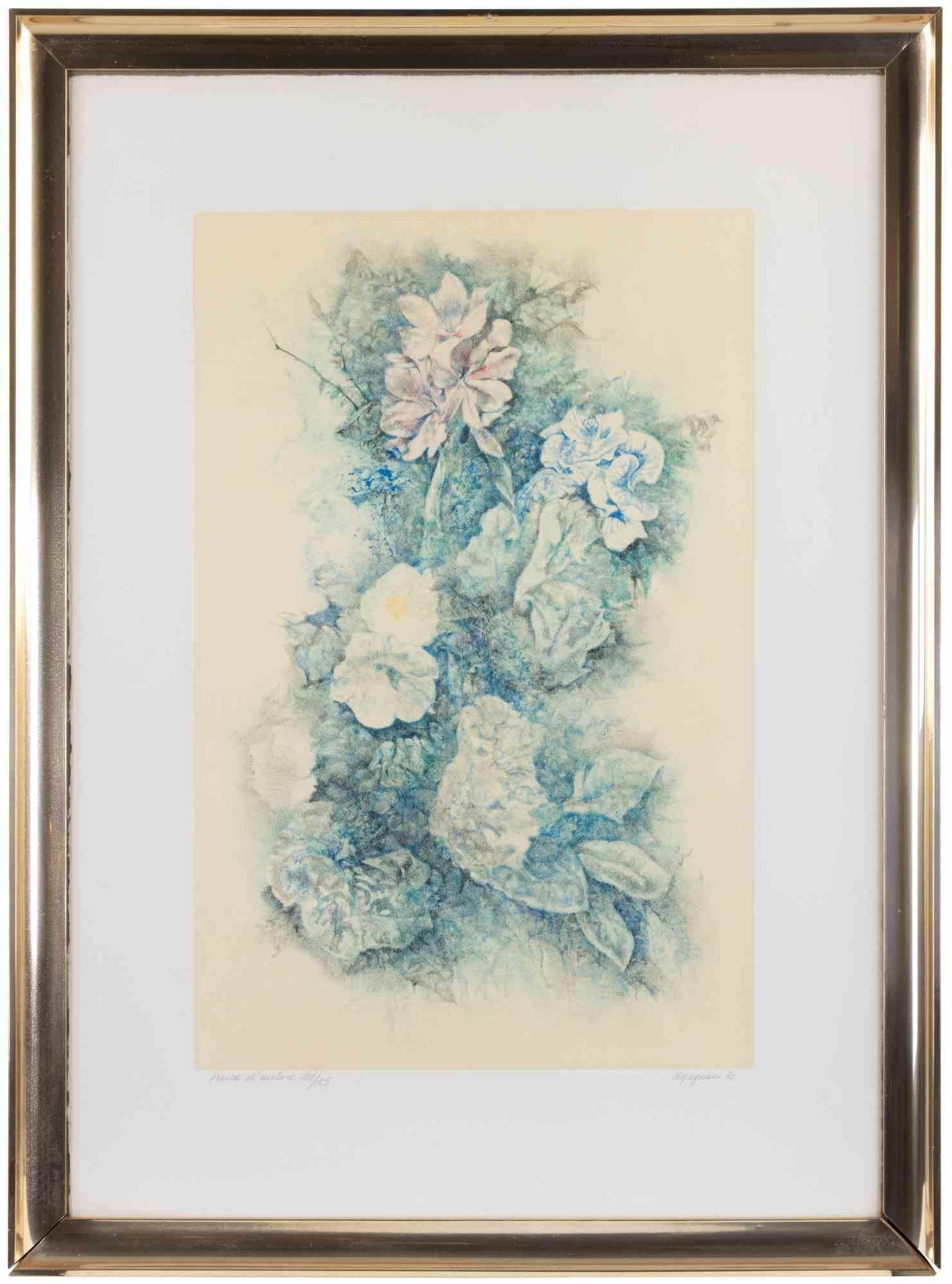 Flowers est une œuvre d'art moderne réalisée par Renzo Vespignani en 1980.

Lithographie en couleurs mélangées.

Signé à la main et daté dans la marge inférieure.

Numéroté en bas à gauche.

Preuve d'artiste. Édition de 22/35

Cadre inclus