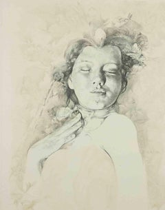 Sleeping Girl - Lithograph by Renzo Vespignani - 1978