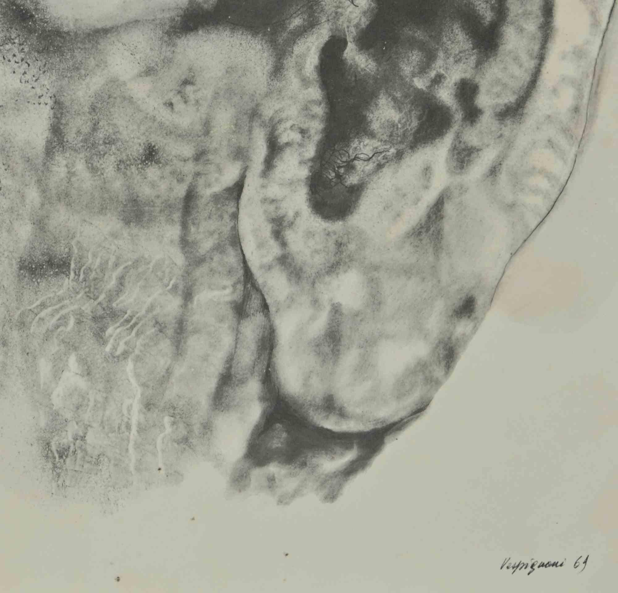 Le Orecchie è una stampa fototipica che riproduce un disegno di Renzo Vespignani degli anni Sessanta.

Firmato sulla lastra in basso a destra.

L'opera d'arte è rappresentata da tratti decisi e tratteggi perfetti.