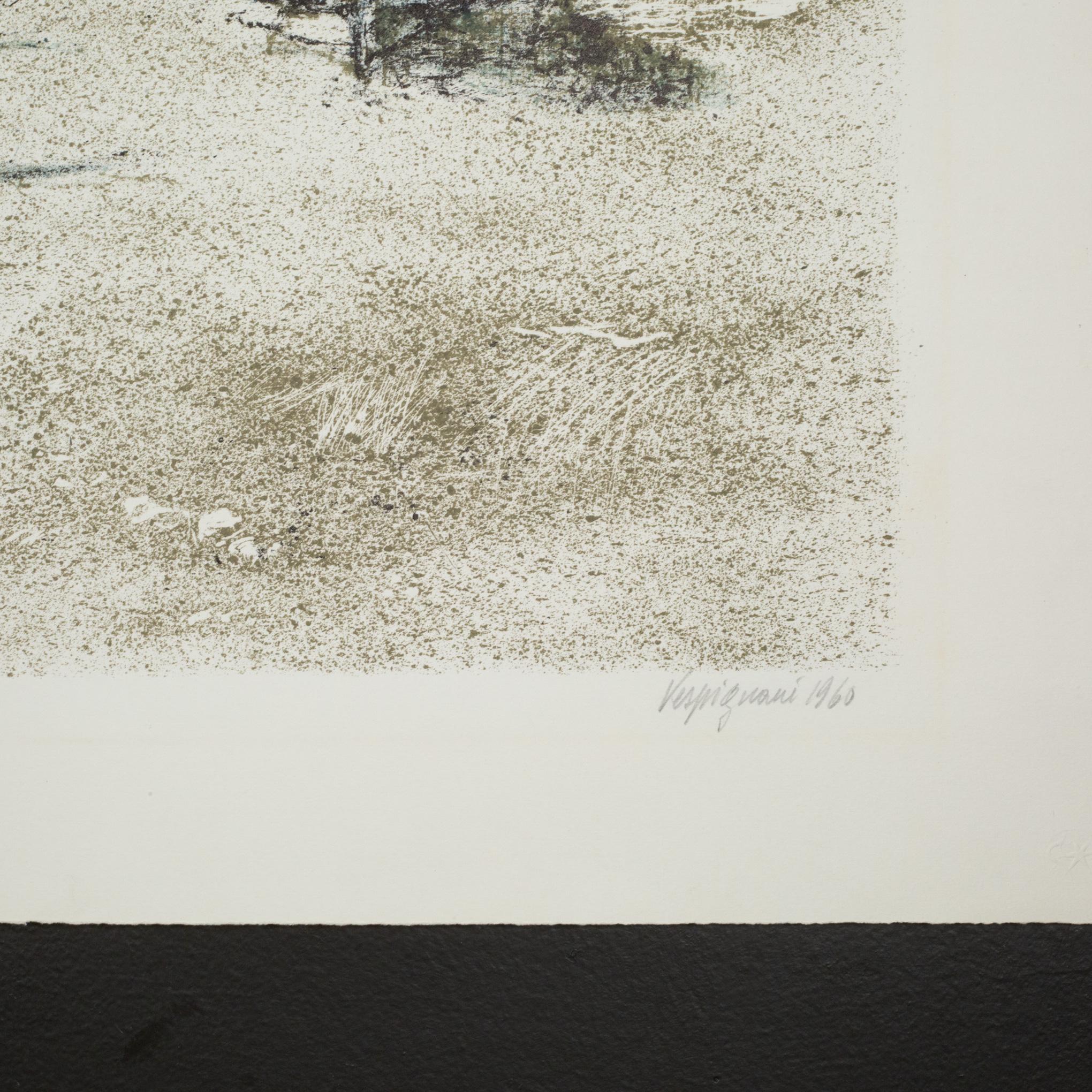 Renzo Vespignani, Segelboote auf See, Lithographie in limitierter Auflage, signiert 1960 (Moderne der Mitte des Jahrhunderts) im Angebot