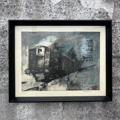 Renzo Vespignani "The Train" Framed Numbered and Hand Signed Lithograph, 1962