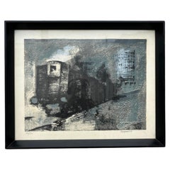 Renzo Vespignani "The Train" Framed Numbered and Hand Signed Lithograph, 1962
