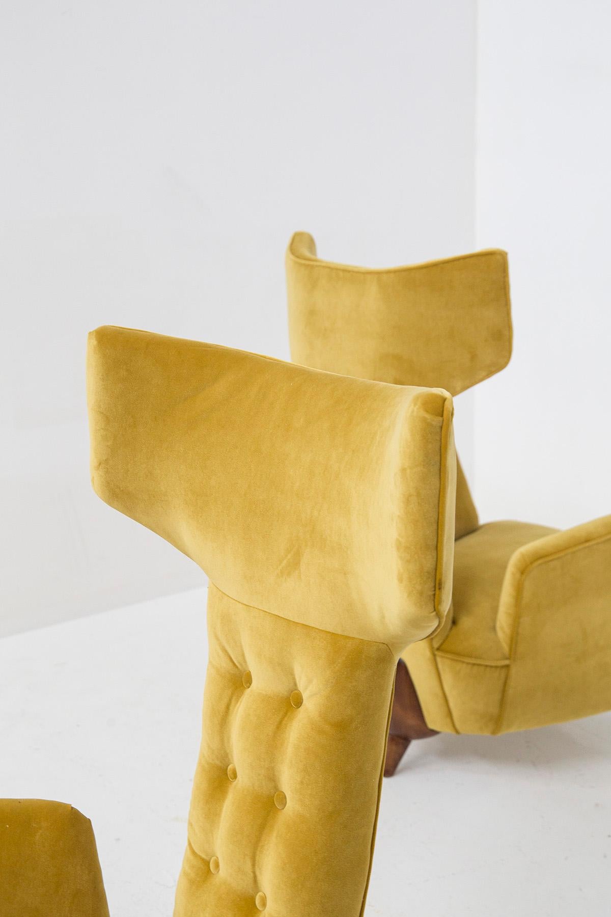 Renzo Zavanella Armchairs in Wood and Velvet 2