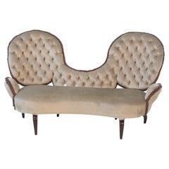 Vintage Renzo Zavanella Eccentric Mid-Century Velvet Sofa