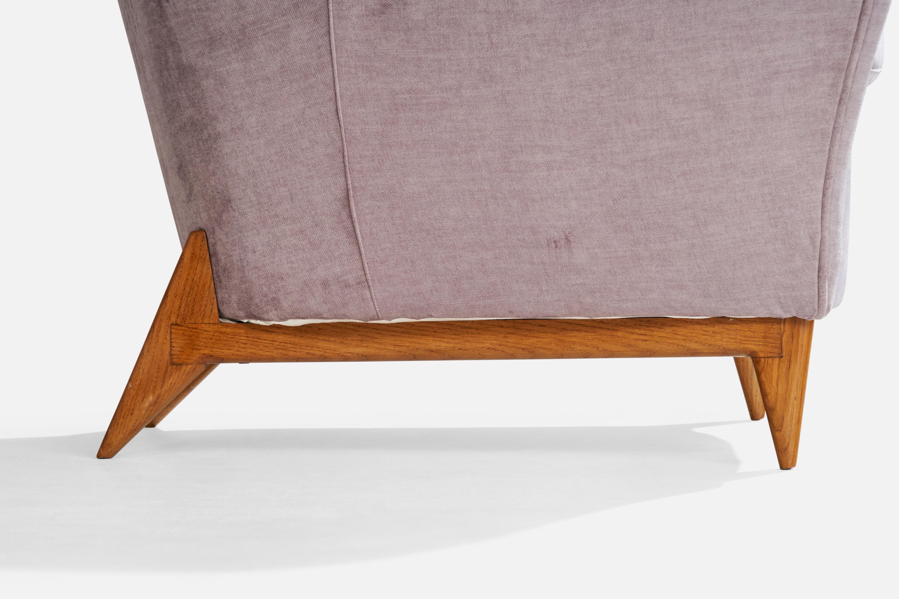 Attribution Renzo Zavenella, chaises longues, velours, bois, Italie, années 1940 en vente 7
