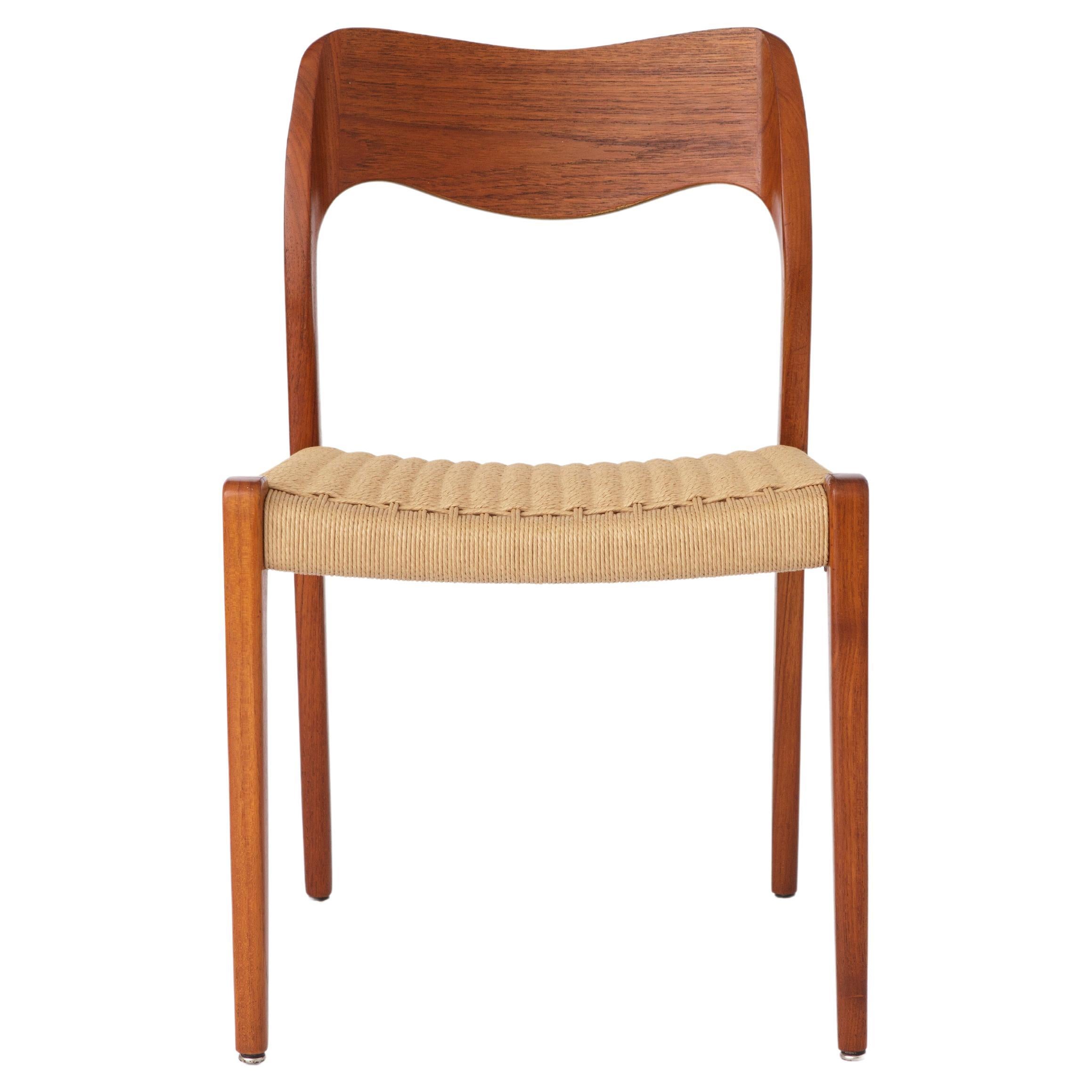 Repaired - 1 of 2 Niels Moller Chairs, model 71, Teak, 1950s, Vintage For Sale