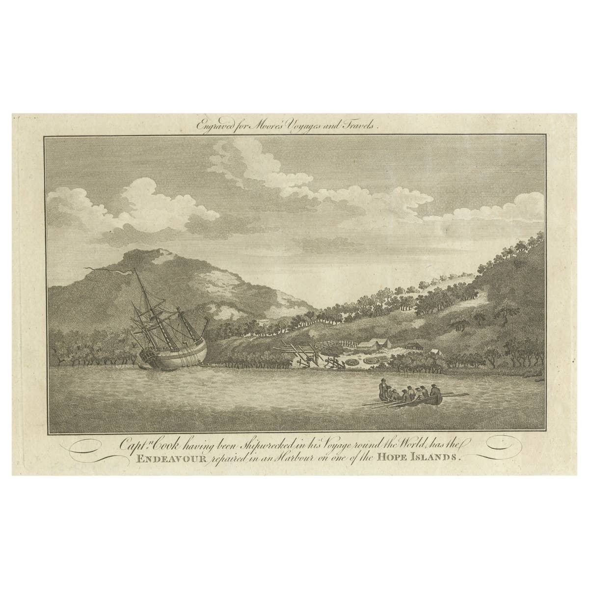 Repairing the Endeavor: Captain Cook's Maritime Ordeal at Hope Islands, ca.1770