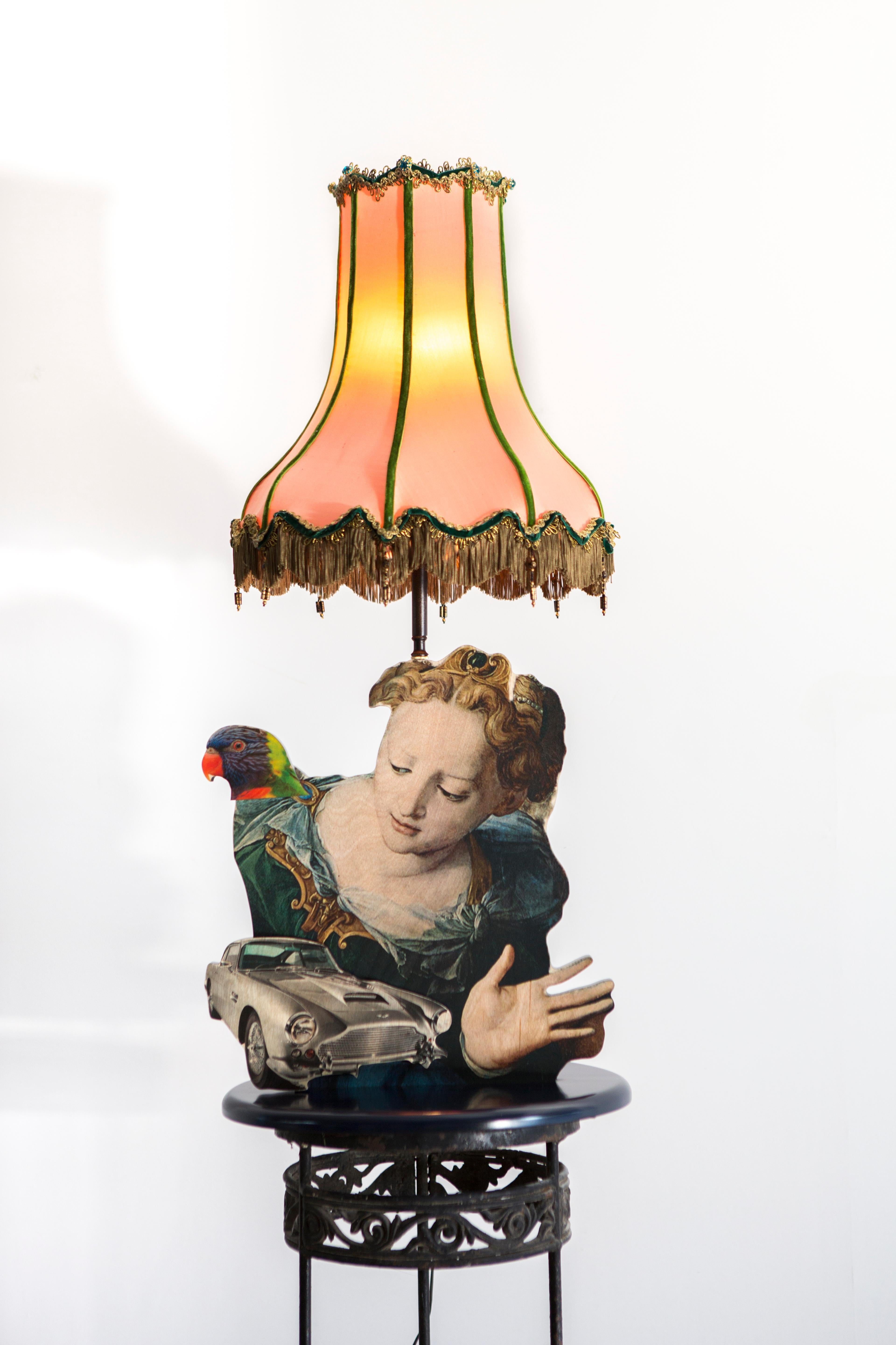 This sculptural table lamp from Mattia Biagi's Metropolitan Sets series expresses the personal investigation of the artist straddling life and death, nature and civilization, preservation and transformation. The images used to build the bodies of
