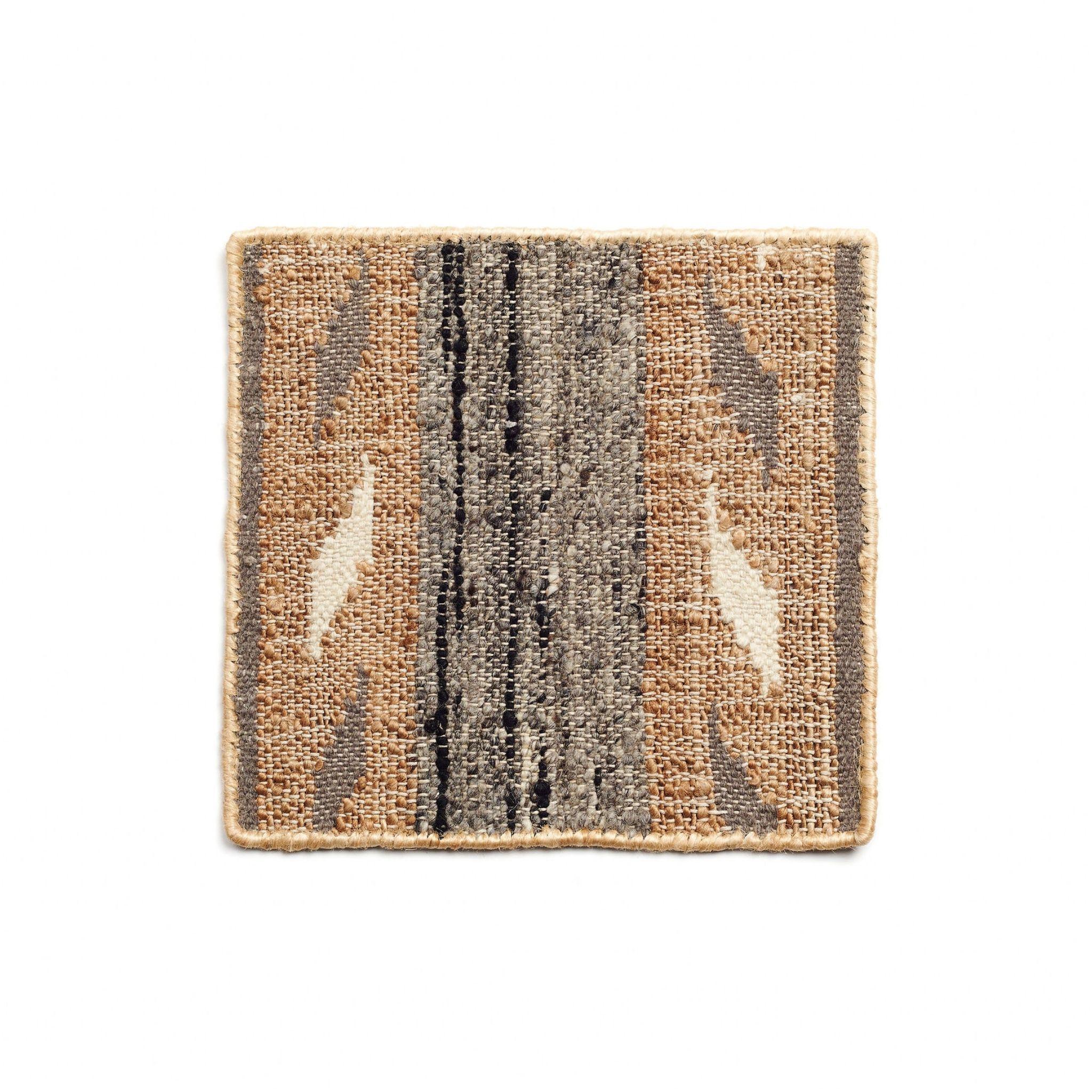 Alfombra india Arrows tejida a mano en tonos naturales de pura lana, yute y algodón en venta 7