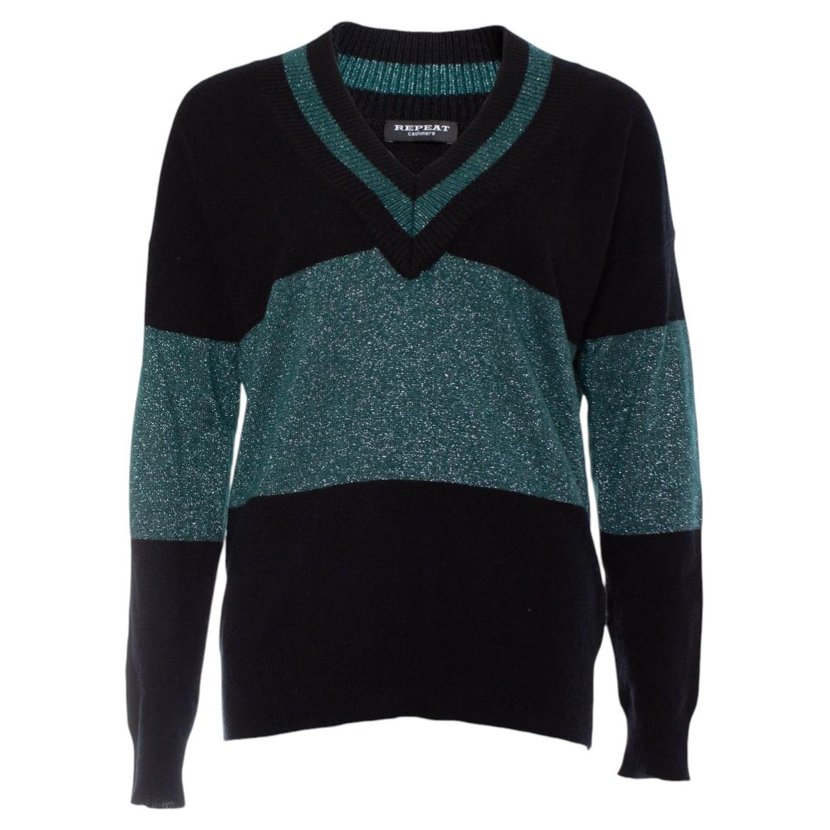 REPEAT, black with green lurex sweater.