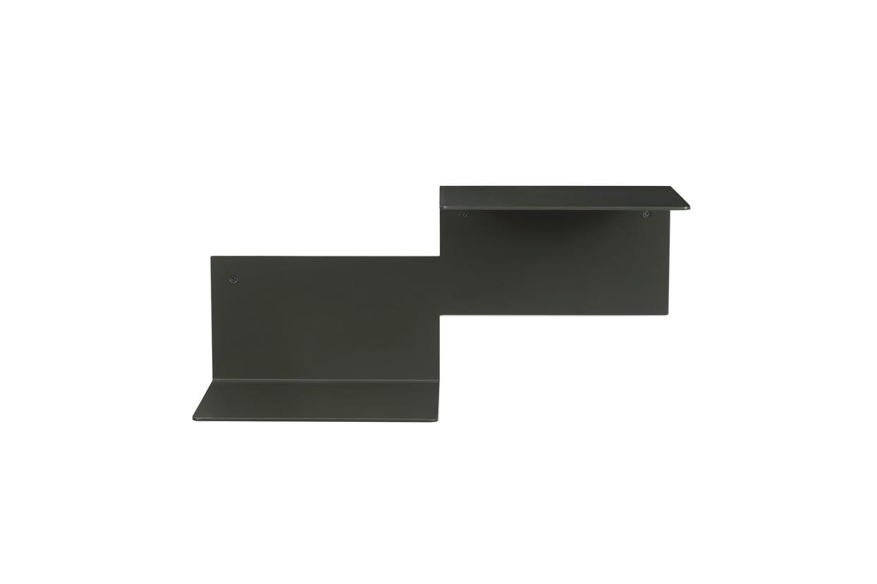 Repeat shelf green olive right by Warm Nordic
Dimensions: D 60 x W 23 x H 26cm
Material: Powder coated aluminium
Weight: 5 kg
Also available in different colours.

Flexible shelf unit that can be mounted on the wall and offers endless