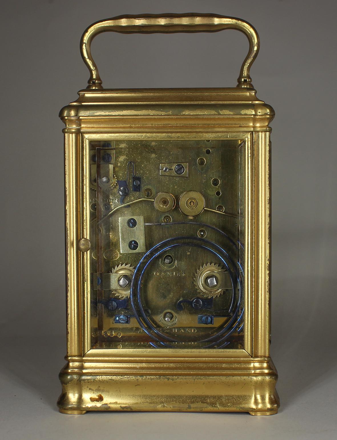 Victorian Repeating Drocourt Carriage Clock with Alarm For Sale