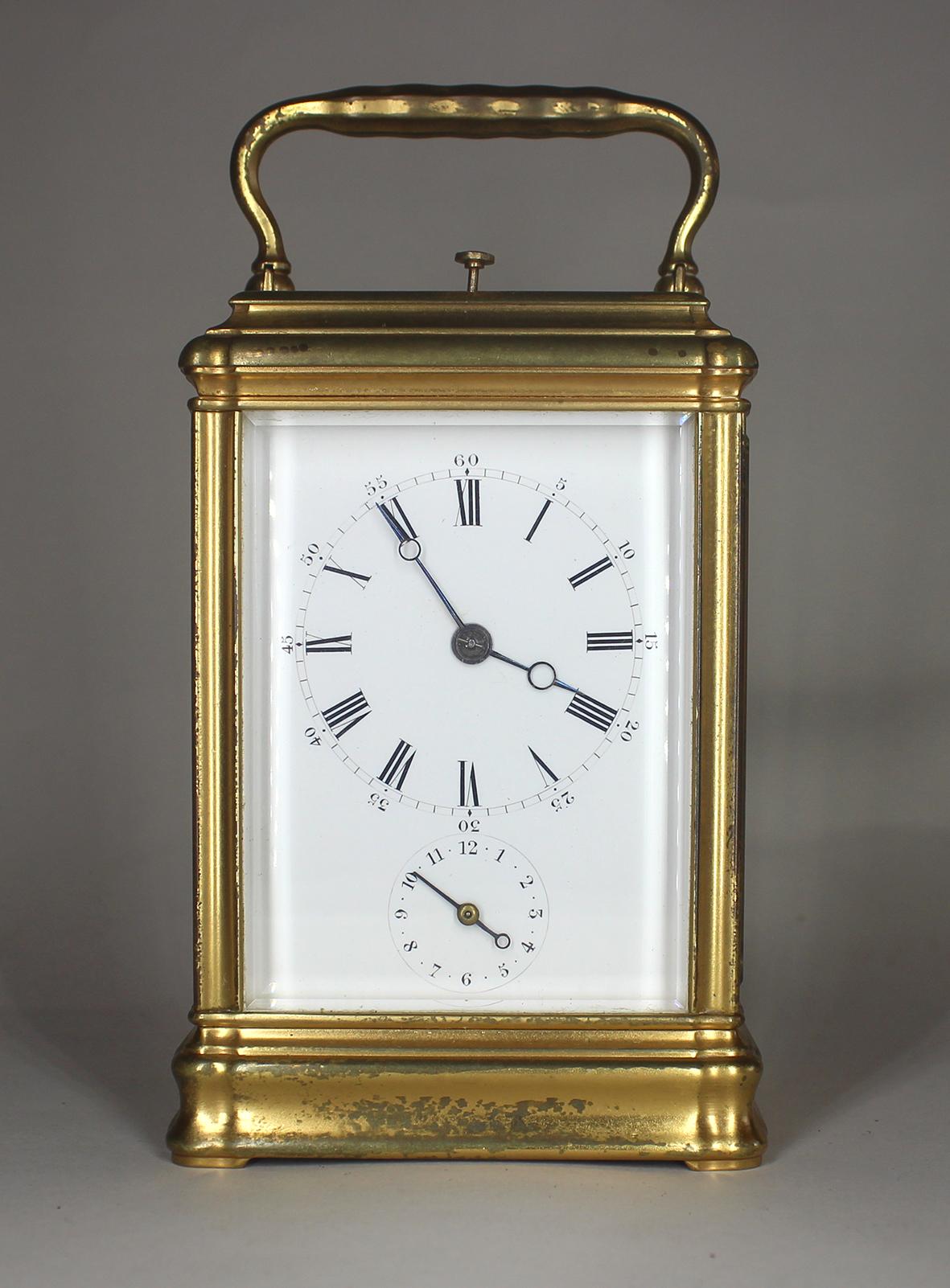 French Repeating Drocourt Carriage Clock with Alarm For Sale