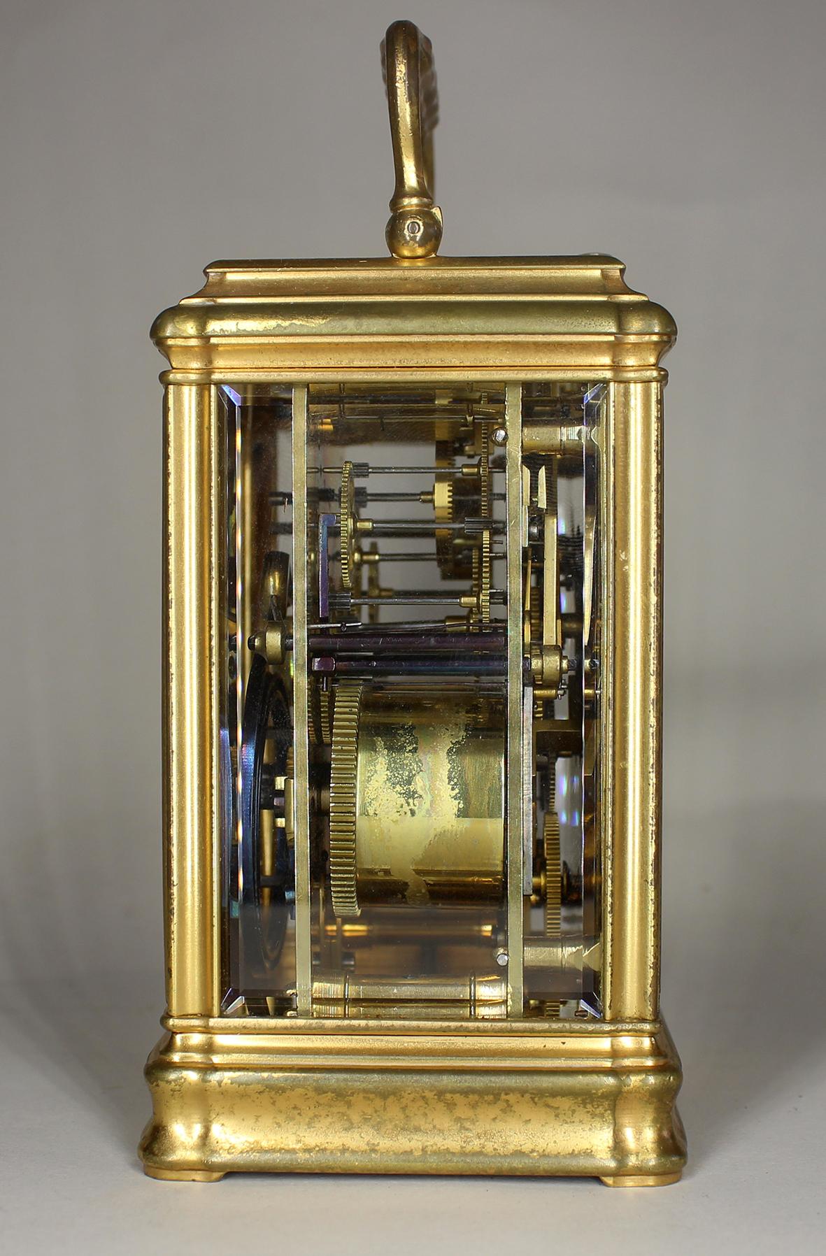 Milieu du XIXe siècle Horloge de voiture Drocourt répétitive avec alerte en vente