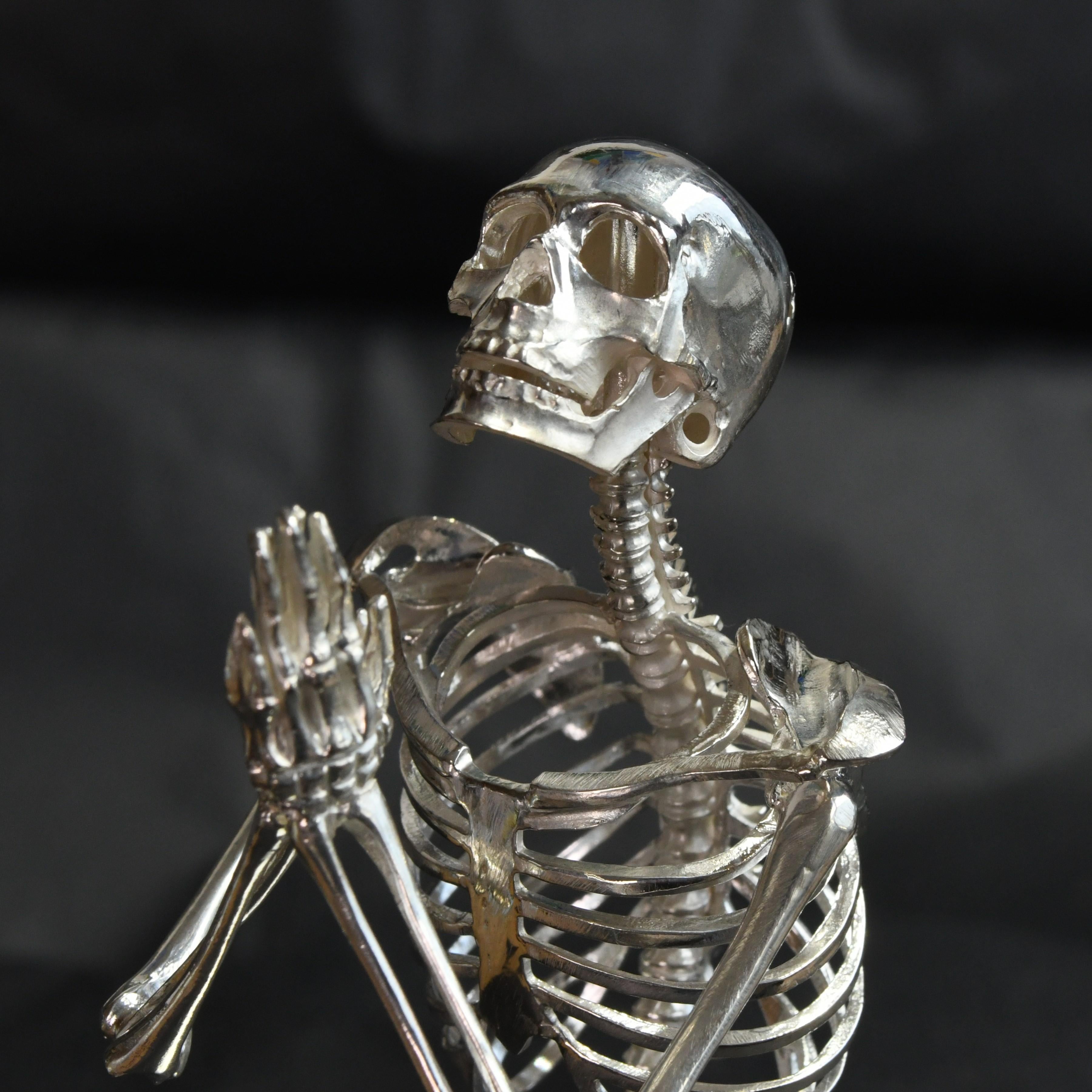 50% OFF FOR A LIMITED TIME ONLY! 'Good Times Ahead' Handmade Silver Skeleton For Sale 9