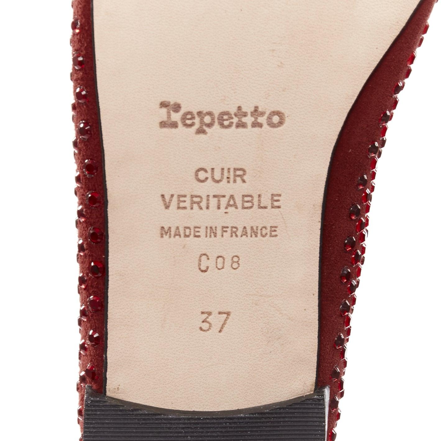 REPETTO 60 Anniversary Limited Edition red crystal suede ballet flats EU37 For Sale 5