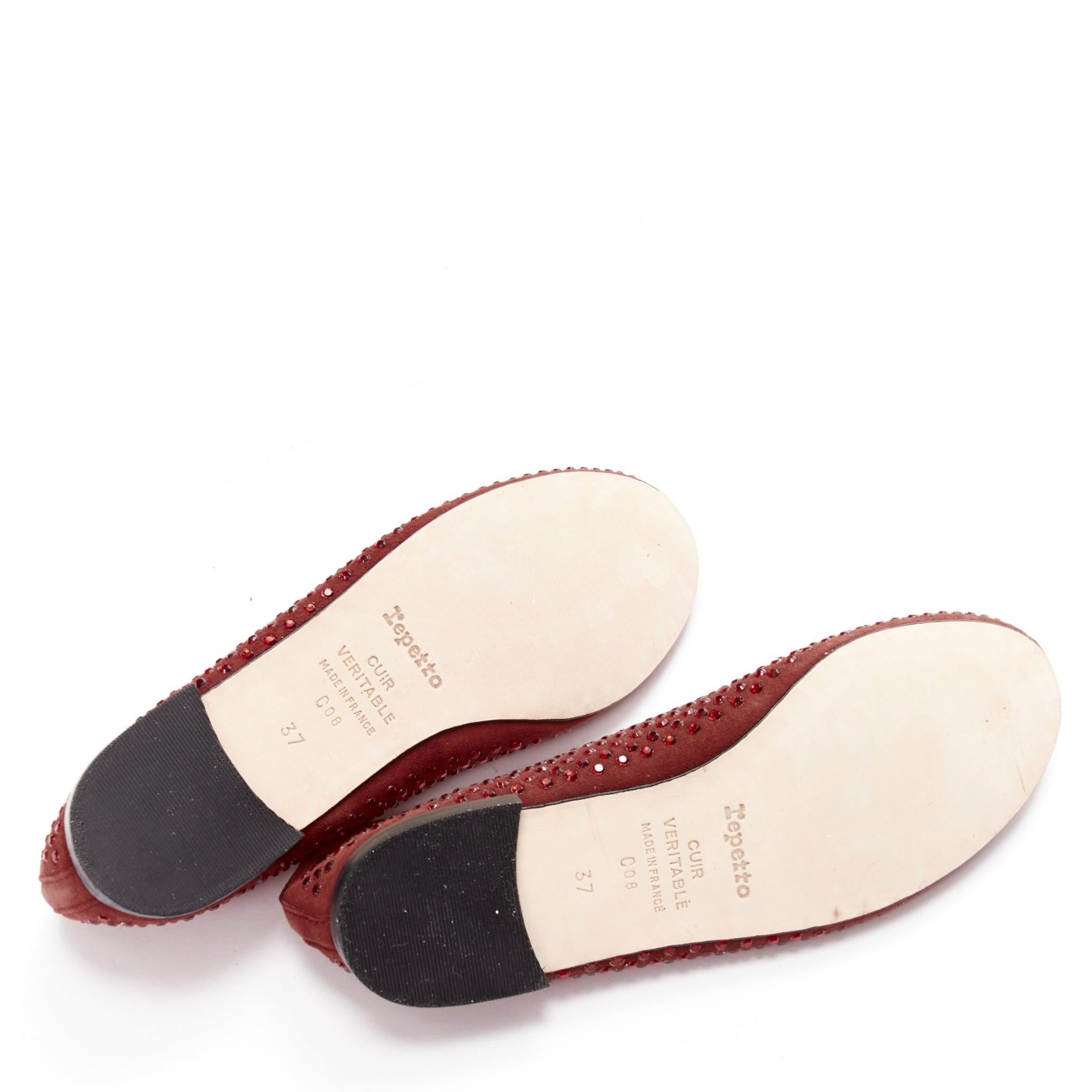 REPETTO 60 Anniversary Limited Edition red crystal suede ballet flats EU37 For Sale 6