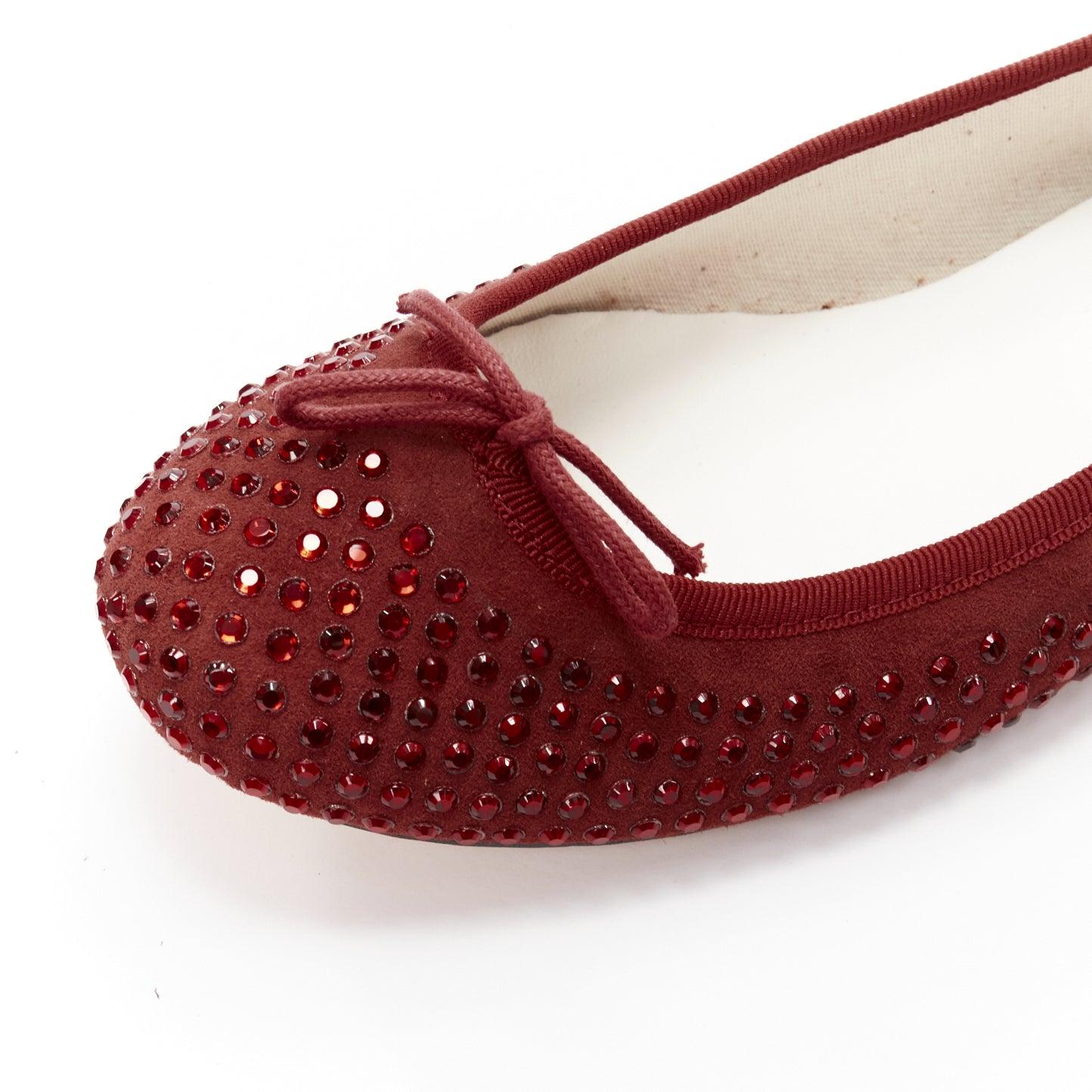 REPETTO 60 Anniversary Limited Edition red crystal suede ballet flats EU37 For Sale 2