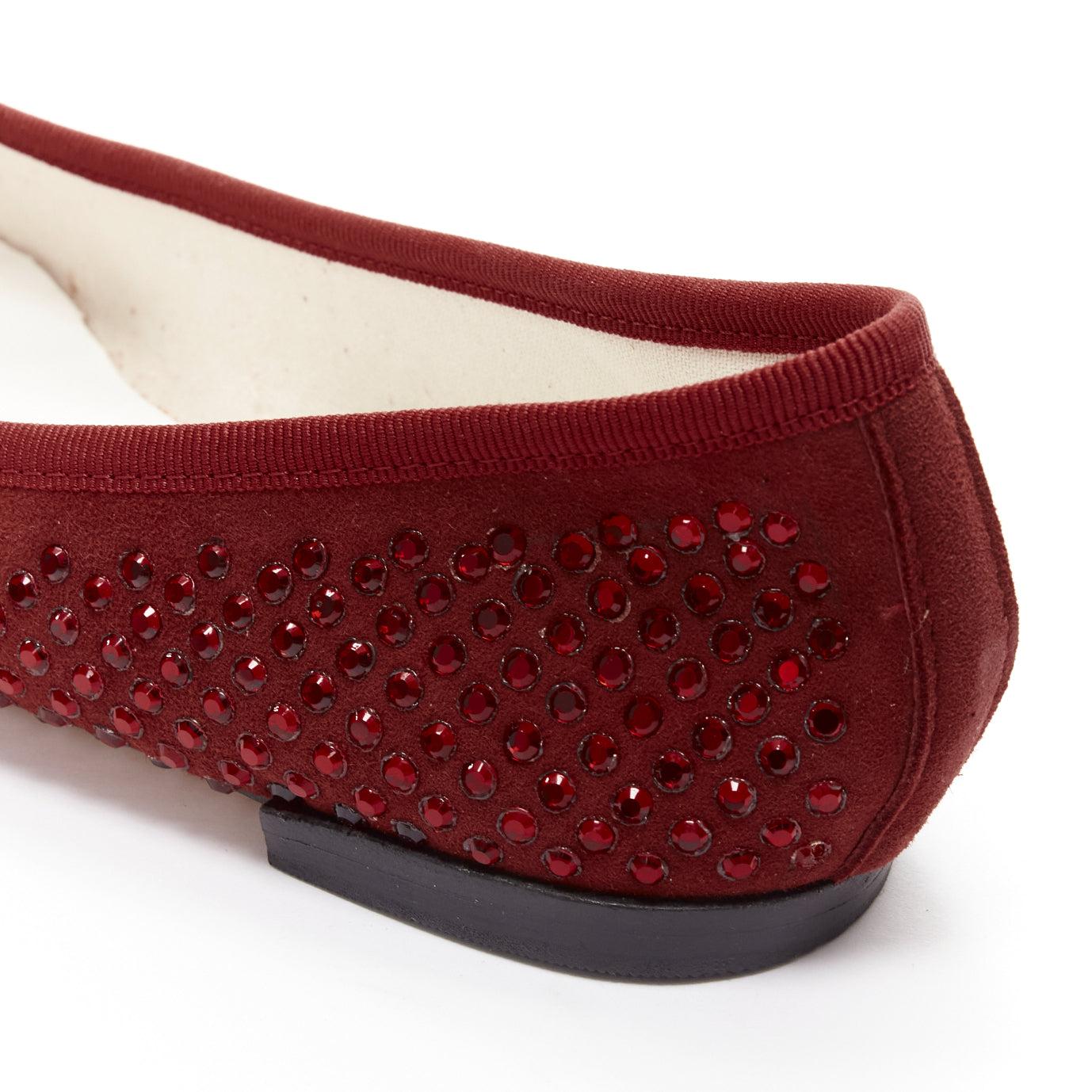 REPETTO 60 Anniversary Limited Edition red crystal suede ballet flats EU37 For Sale 3