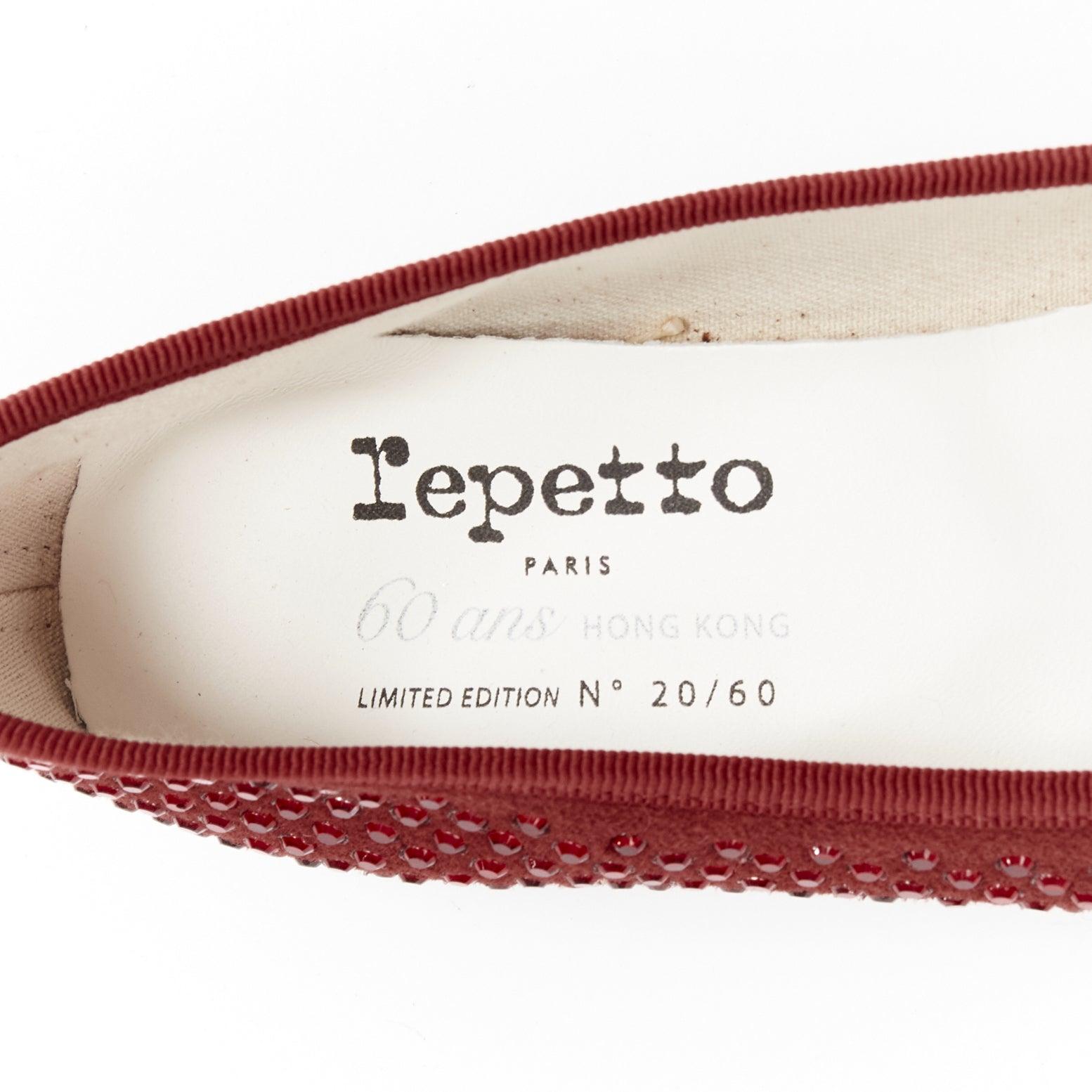 REPETTO 60 Anniversary Limited Edition red crystal suede ballet flats EU37 For Sale 4