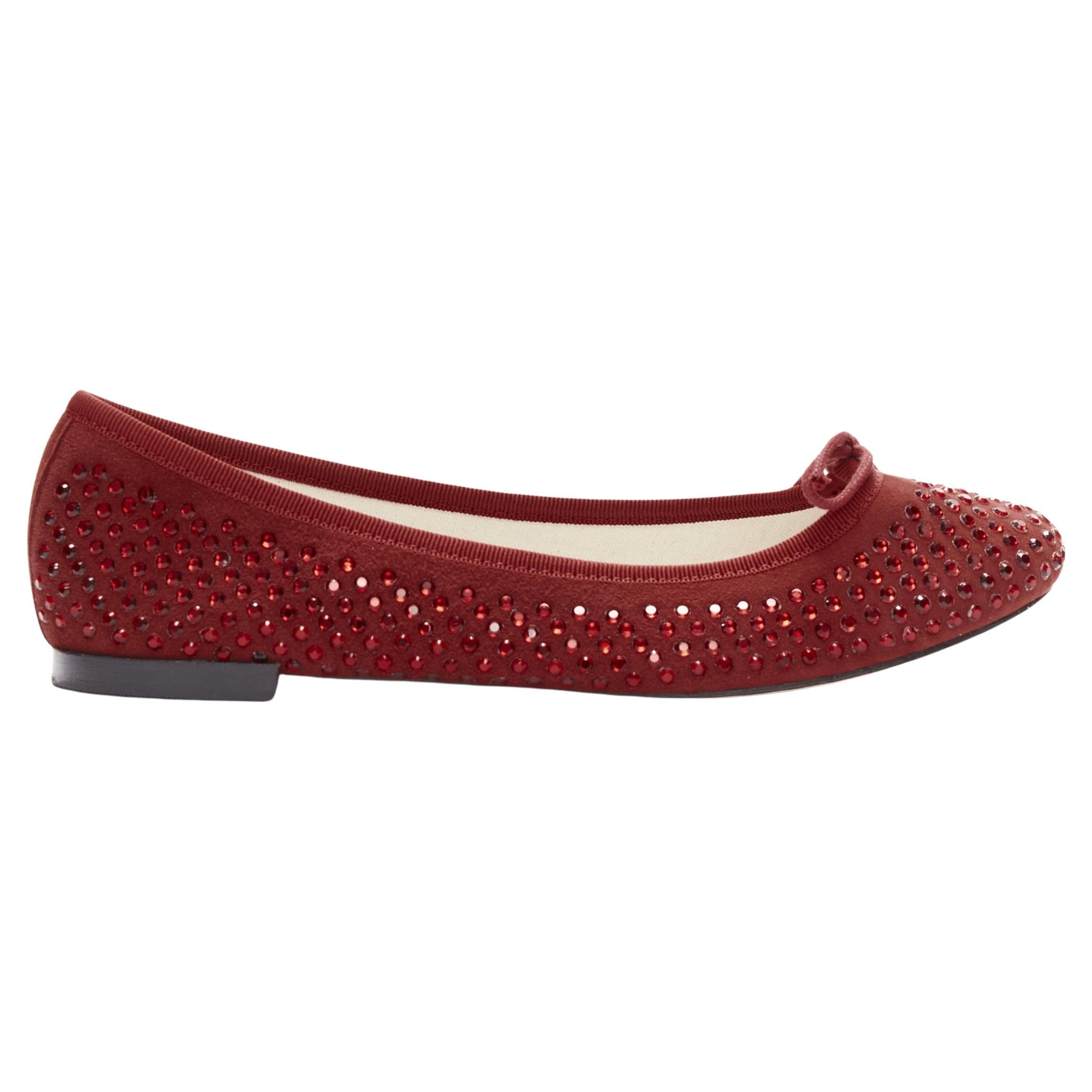 REPETTO 60 Anniversary Limited Edition red crystal suede ballet flats EU37 For Sale
