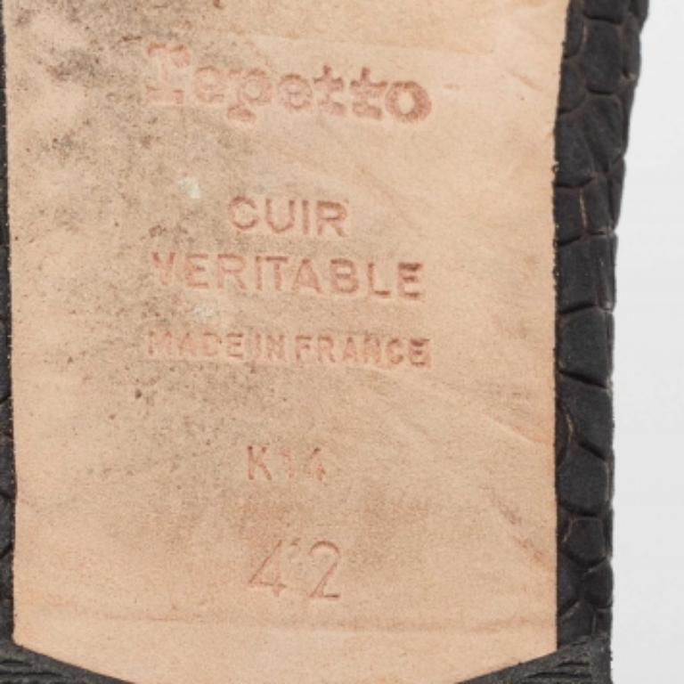 Repetto Schwarz Krok geprägte Leder Schleife Ballett Flats Größe 42 im Angebot 4