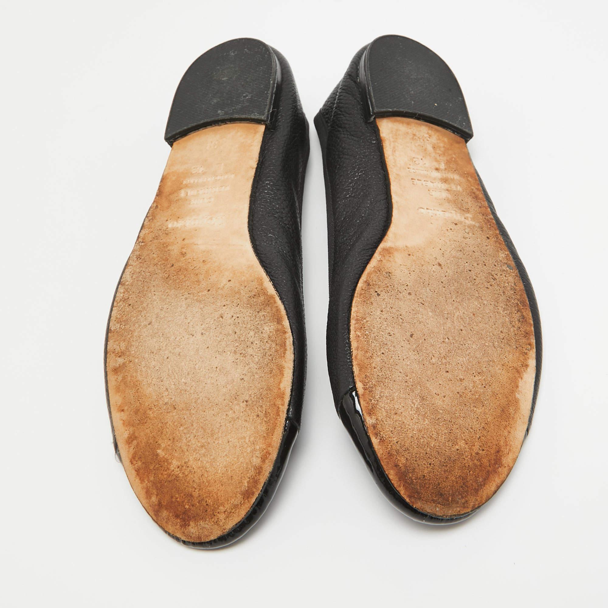Repetto - Ballerines avec nœud en cuir et vernis noir Taille 38 en vente 1