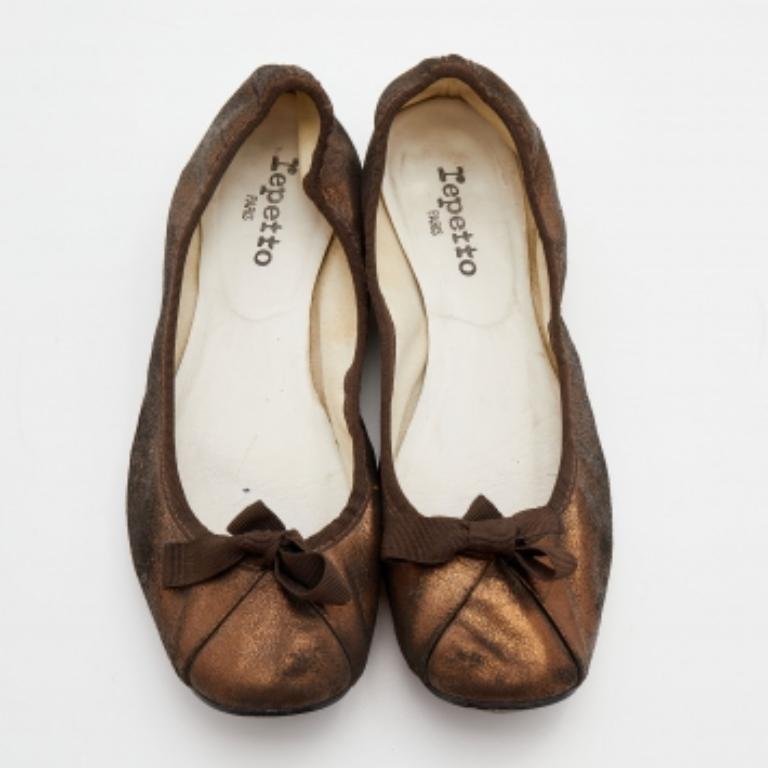Repetto Bailarinas con Lazo de Ante Bronce Metalizado Talla 41 Marrón en venta