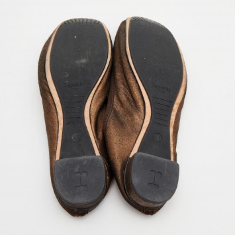 Repetto Bailarinas con Lazo de Ante Bronce Metalizado Talla 41 en venta 2