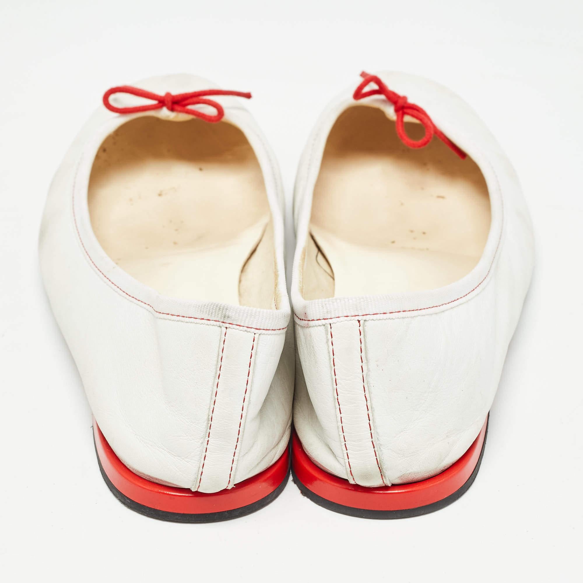 Repetto White Leather Bow Ballet Flats Size 39 1