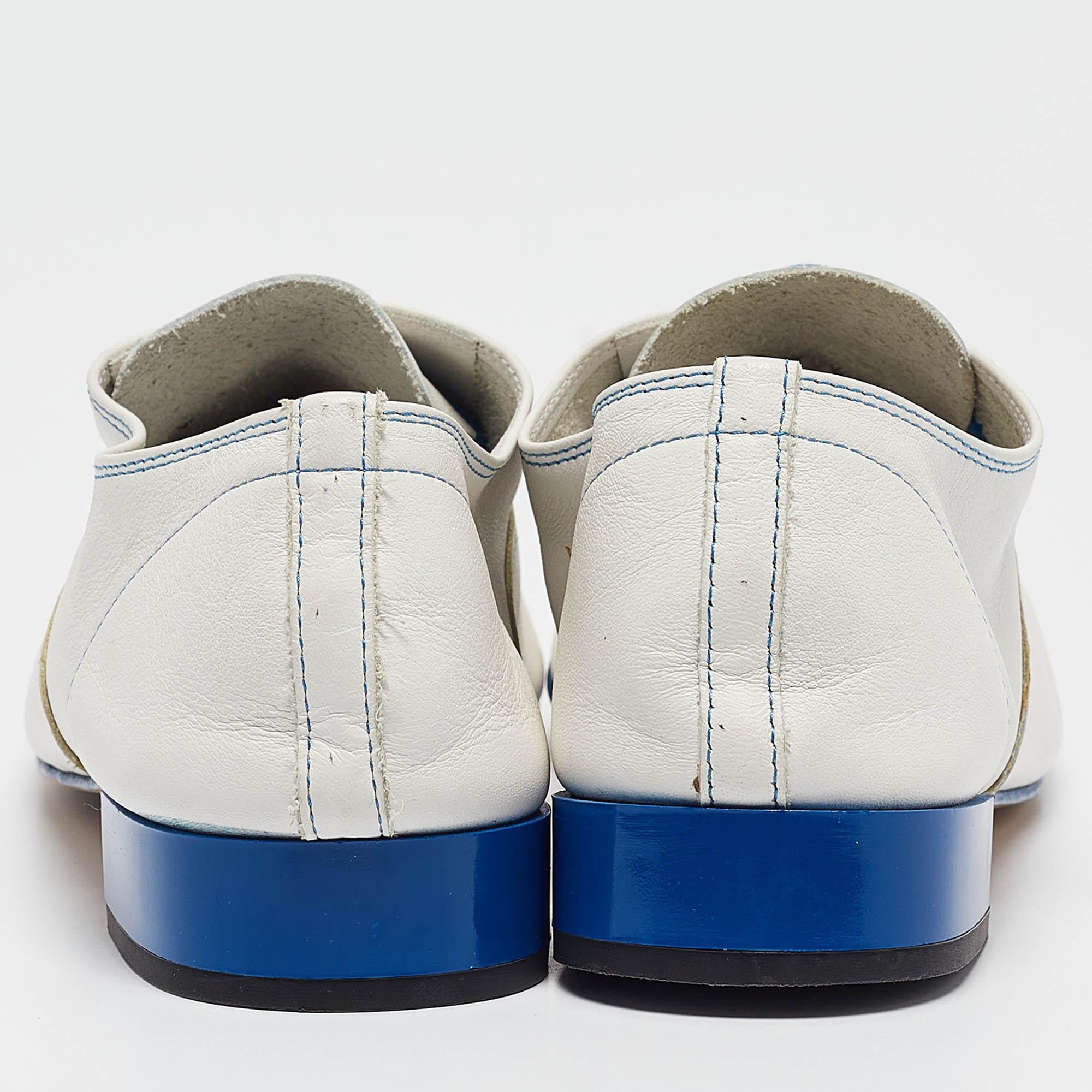 Women's Repetto White Leather Lace Up Loafers Size 39 For Sale
