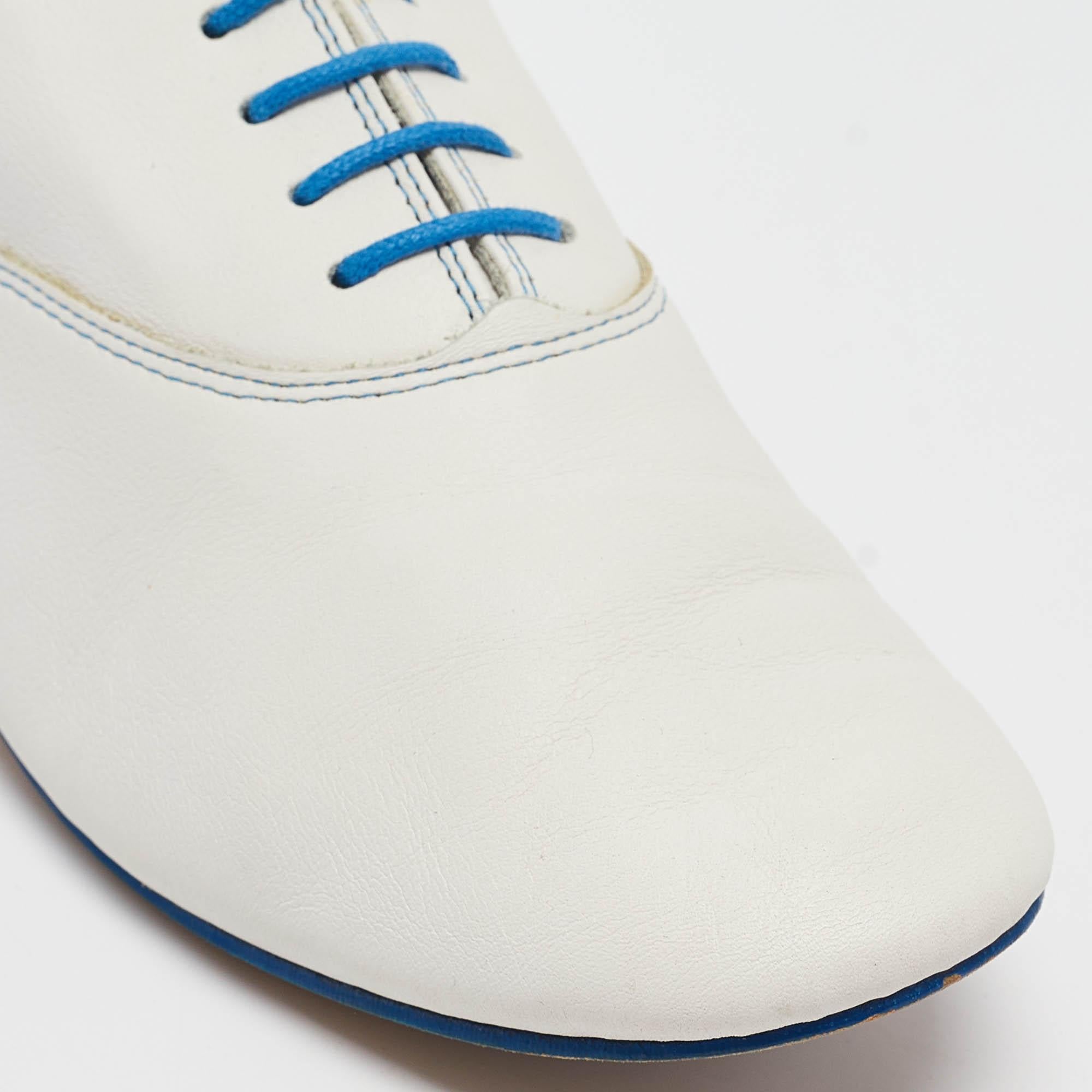 Repetto White Leather Lace Up Loafers Size 39 For Sale 2