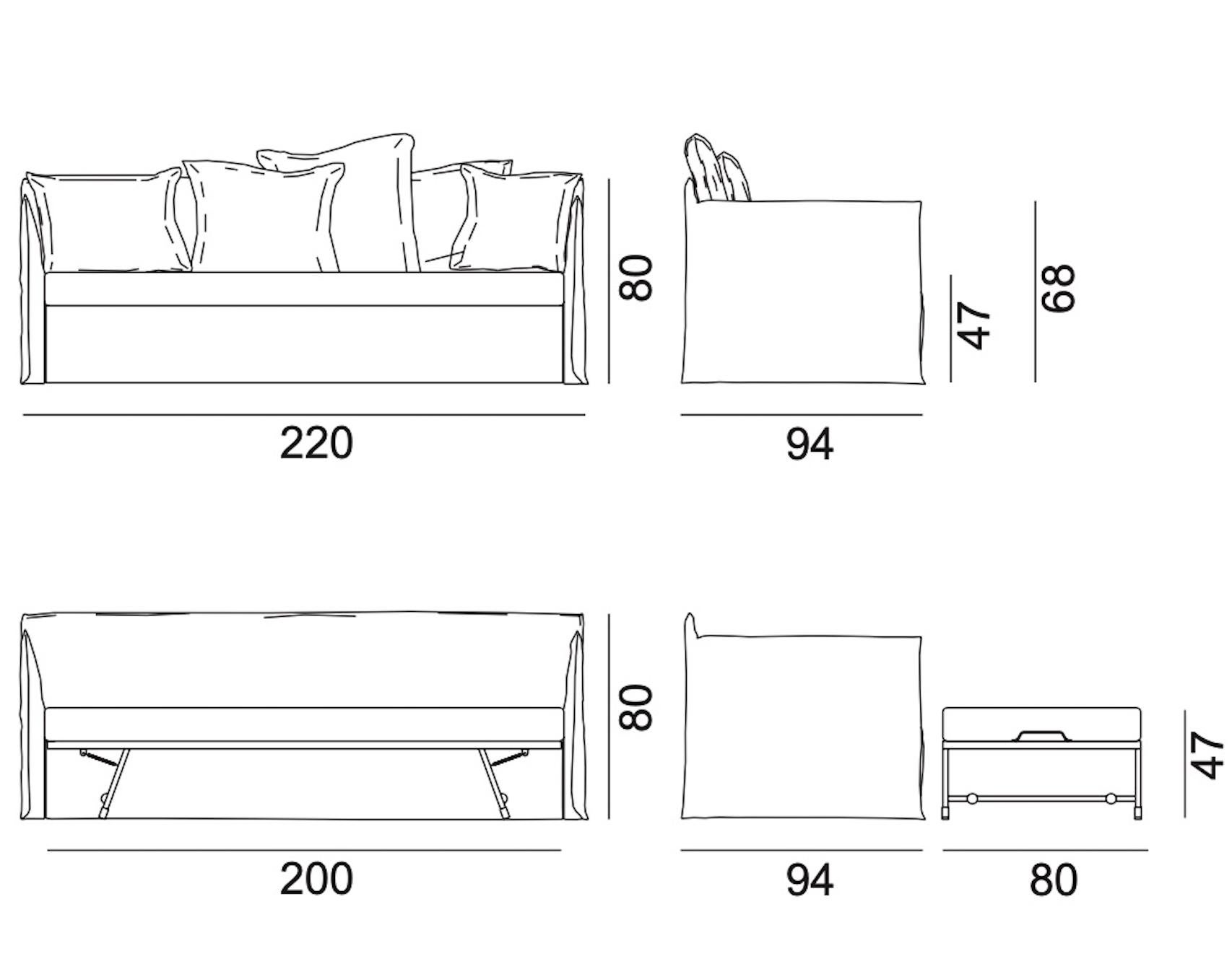 Periodo contemporaneo Replacement fabric coating only for the Sofa bed Gervasoni Ghost 19 in vendita