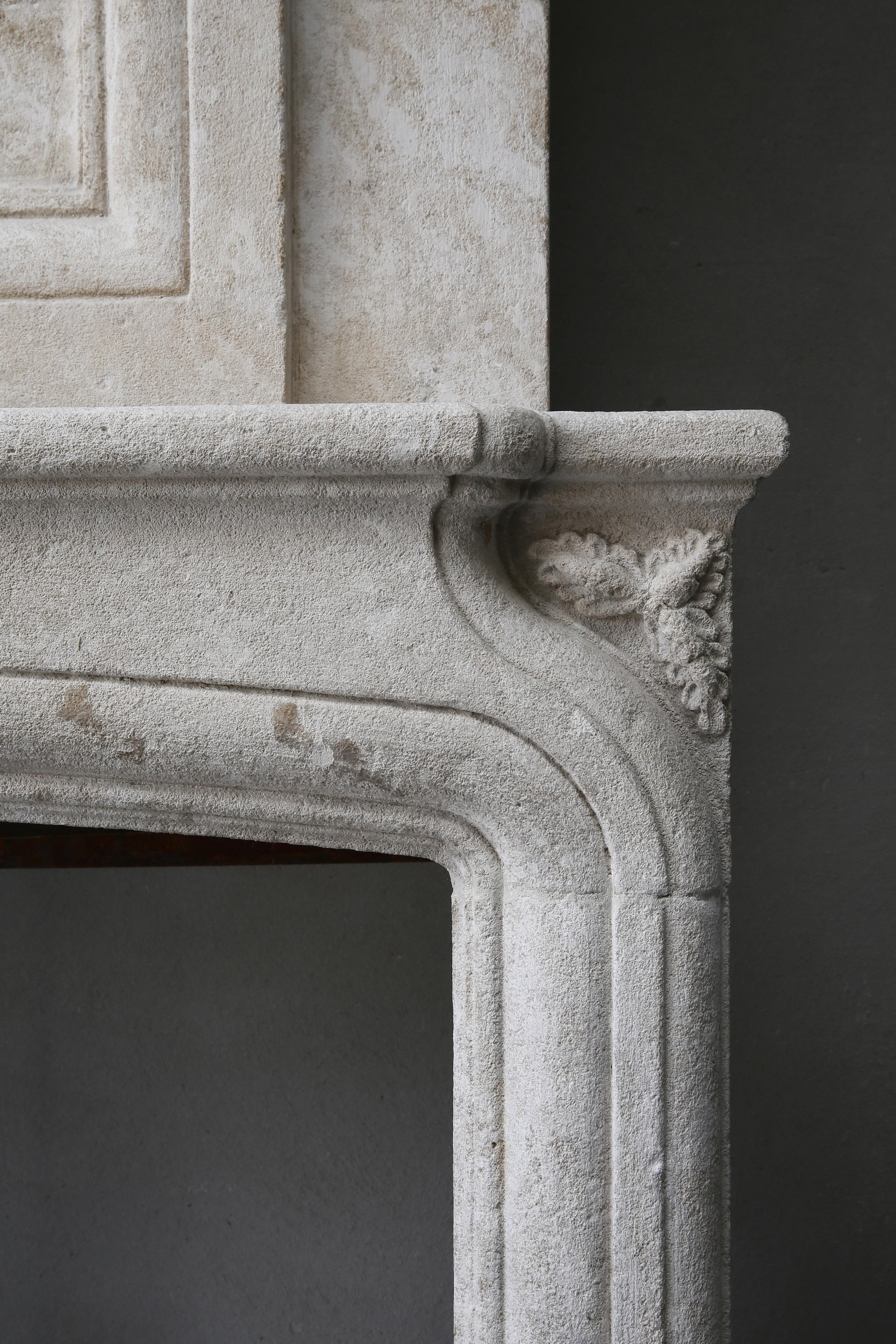 Replica French Castle Fireplace with Trumeau of French Limestone 1