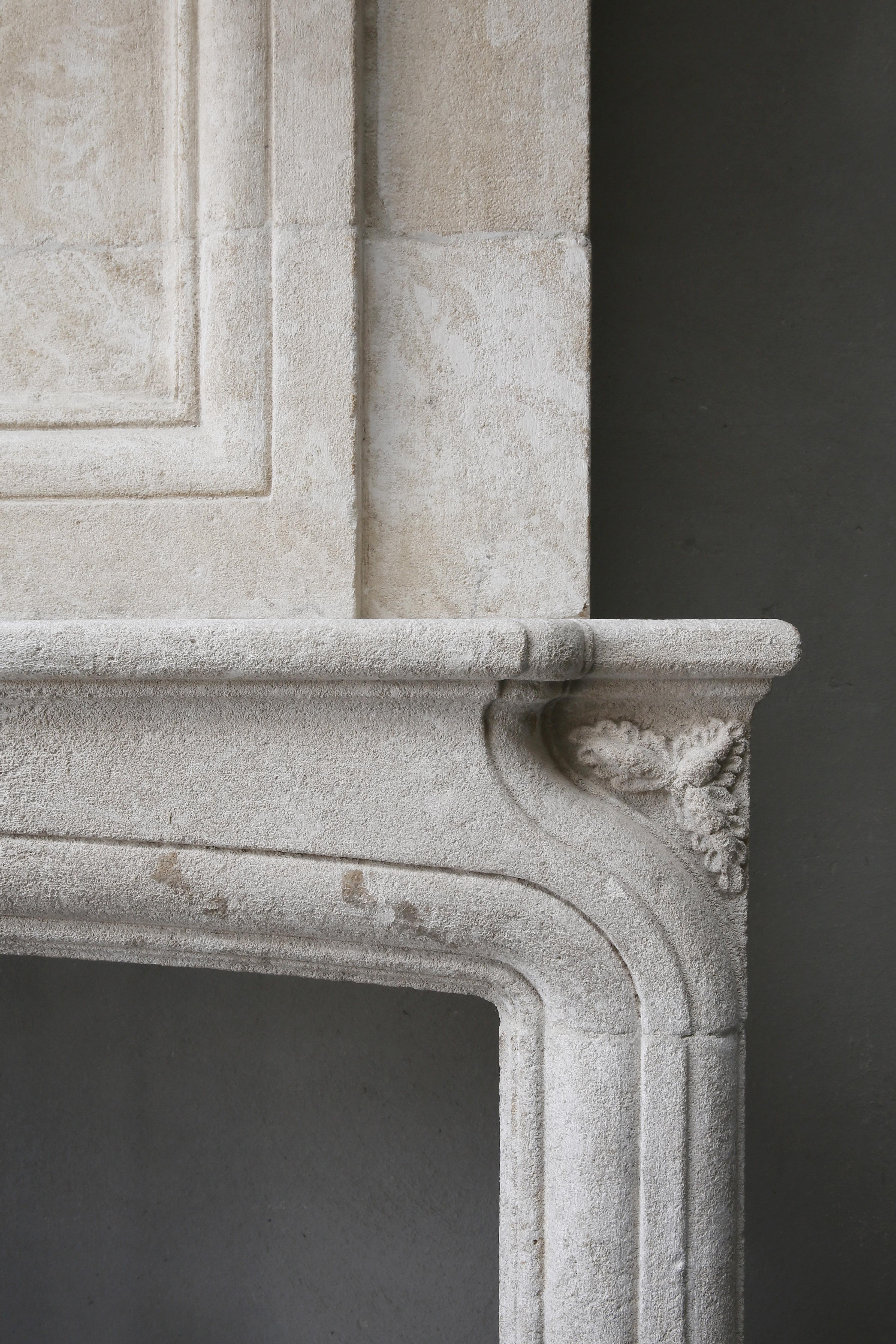 Replica French Castle Fireplace with Trumeau of French Limestone 2