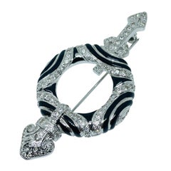 REPLICA Made in ITALY firmata spilla vintage in argento smaltato e strass di design