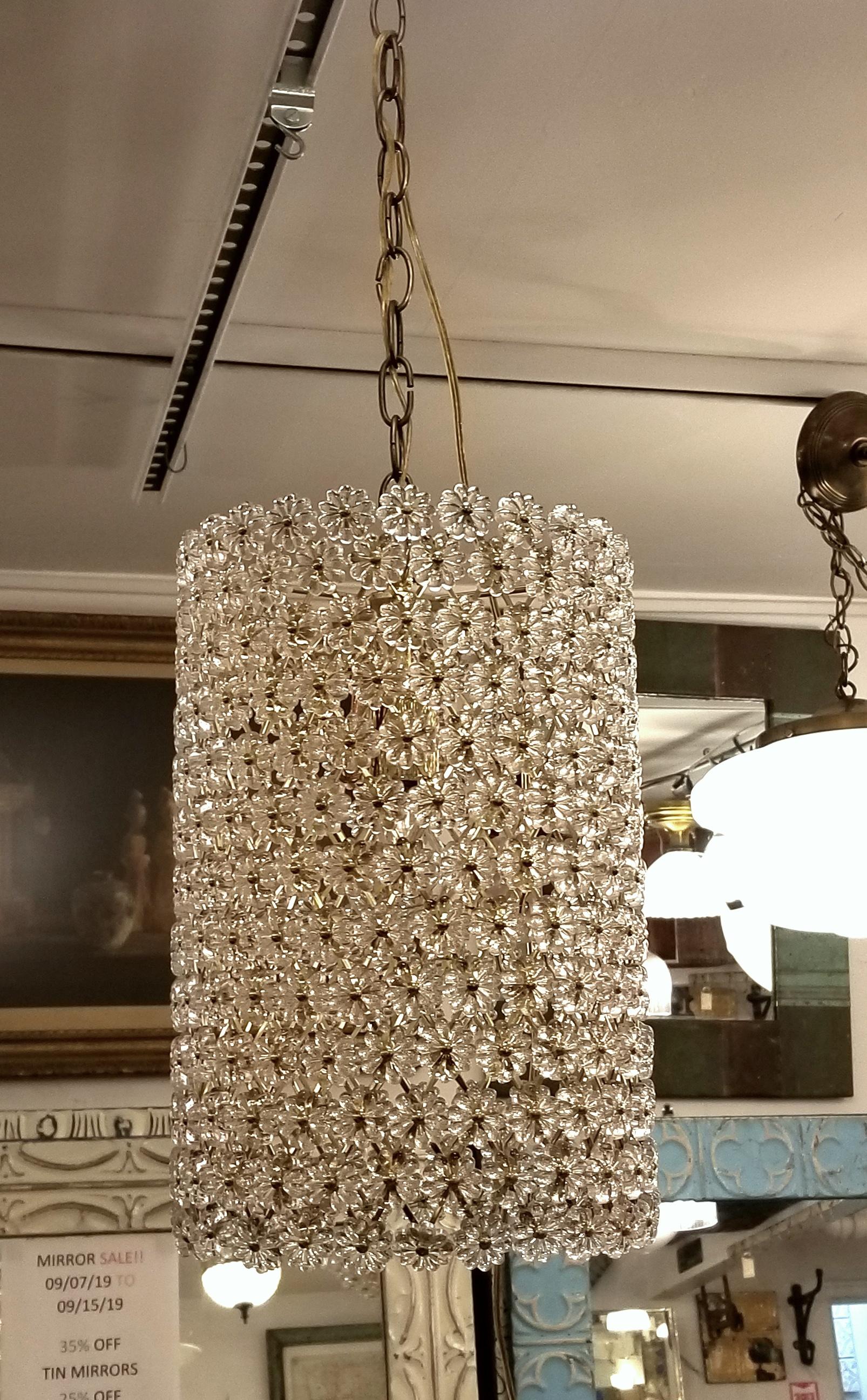 Replica Maison Baguès style Floral Pendant Cylinder Light In Good Condition In New York, NY